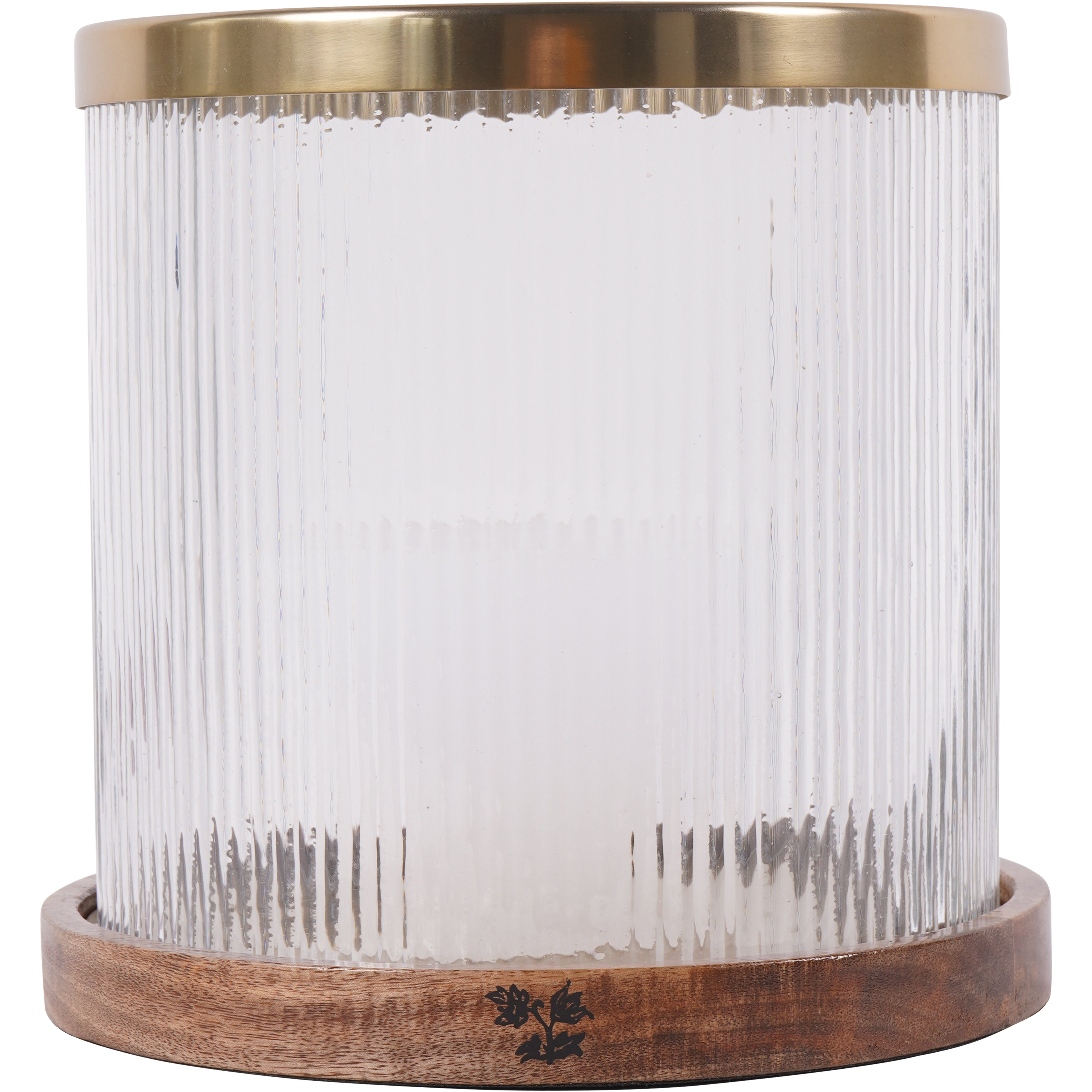 Laura Ashley Large Ribbed Reed Glass Hurricane