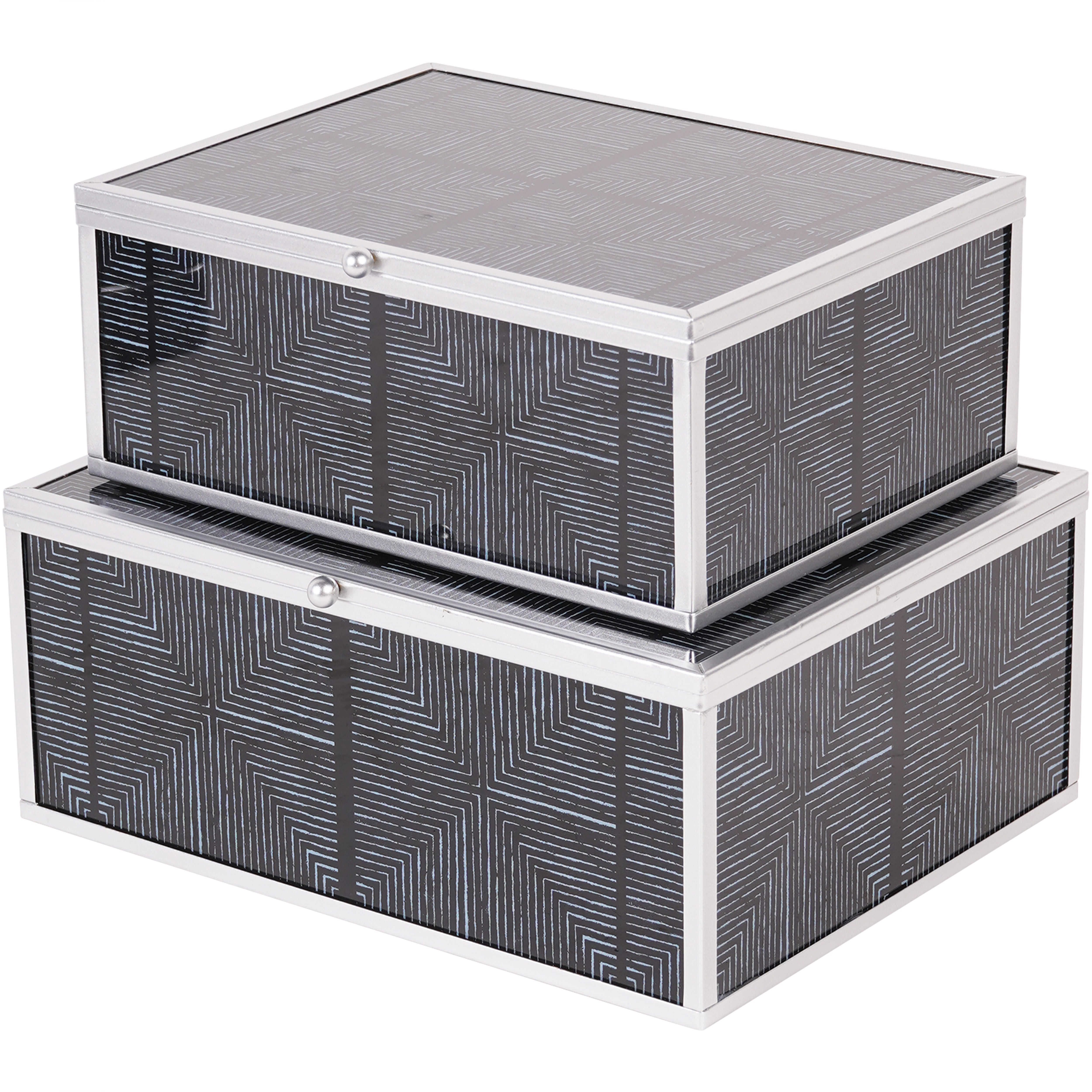 Set of 2 Black Squares Pattern Boxes