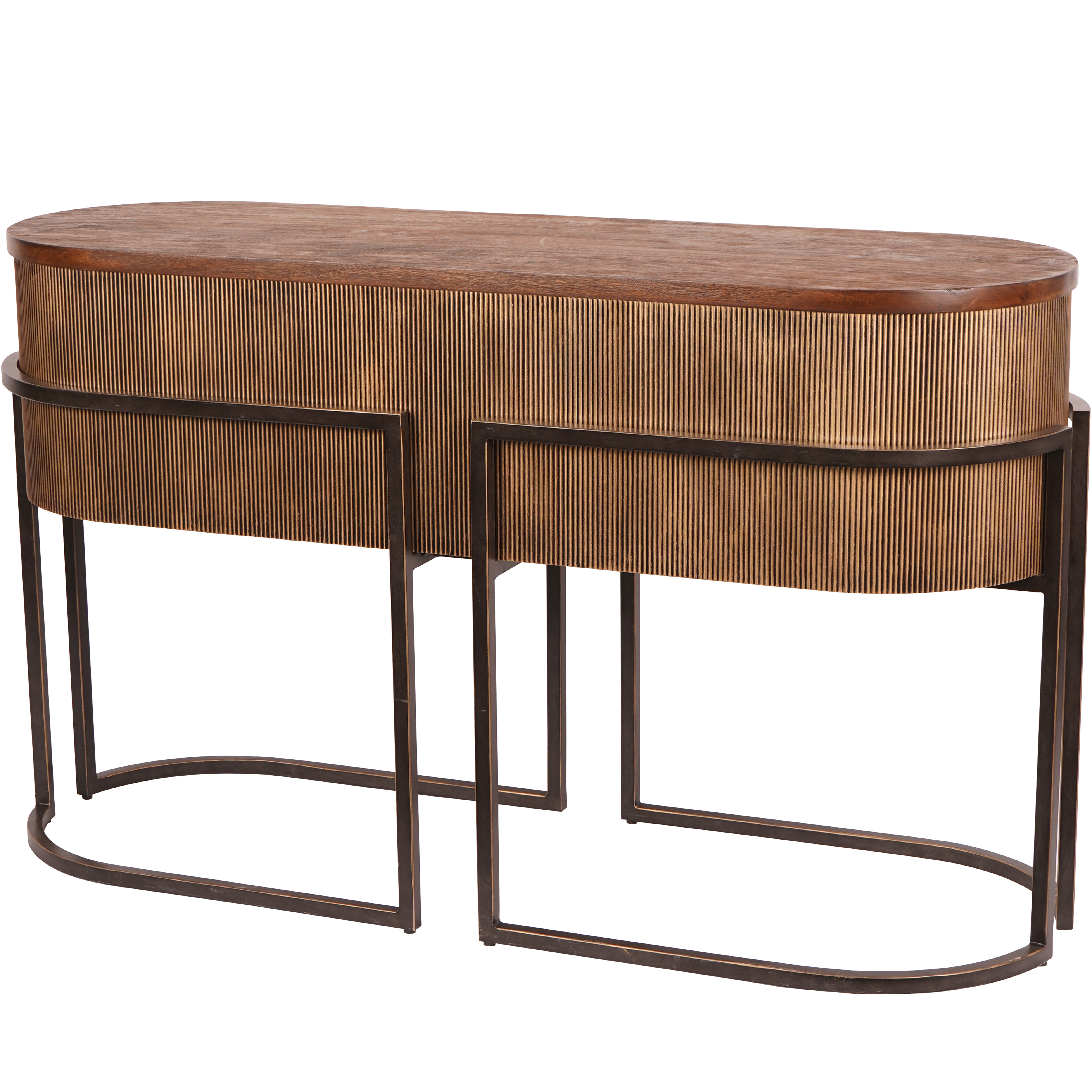 Harrison Antique Gold Corrugated Console Table