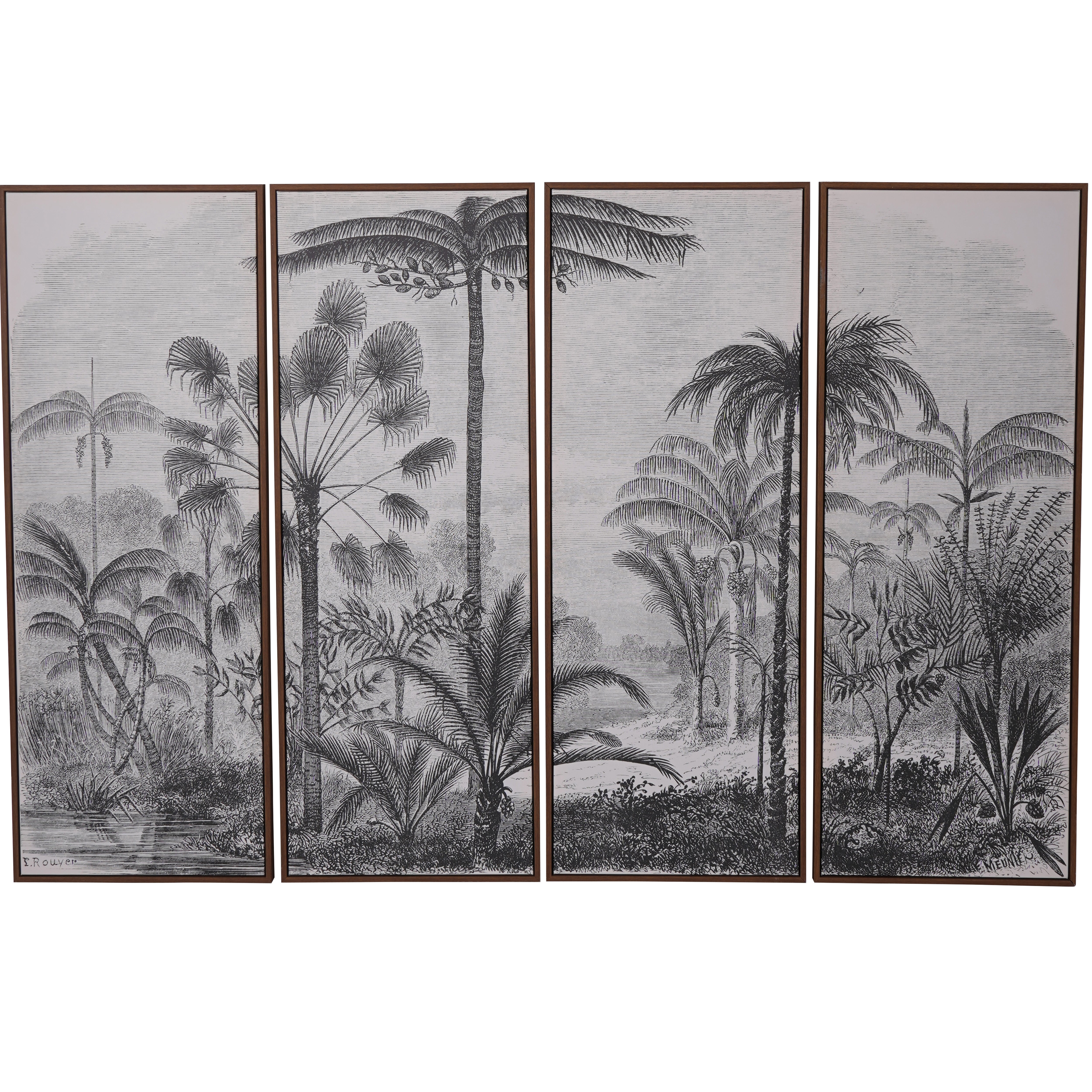 Set of 4 Tropical Palm Framed Canvas