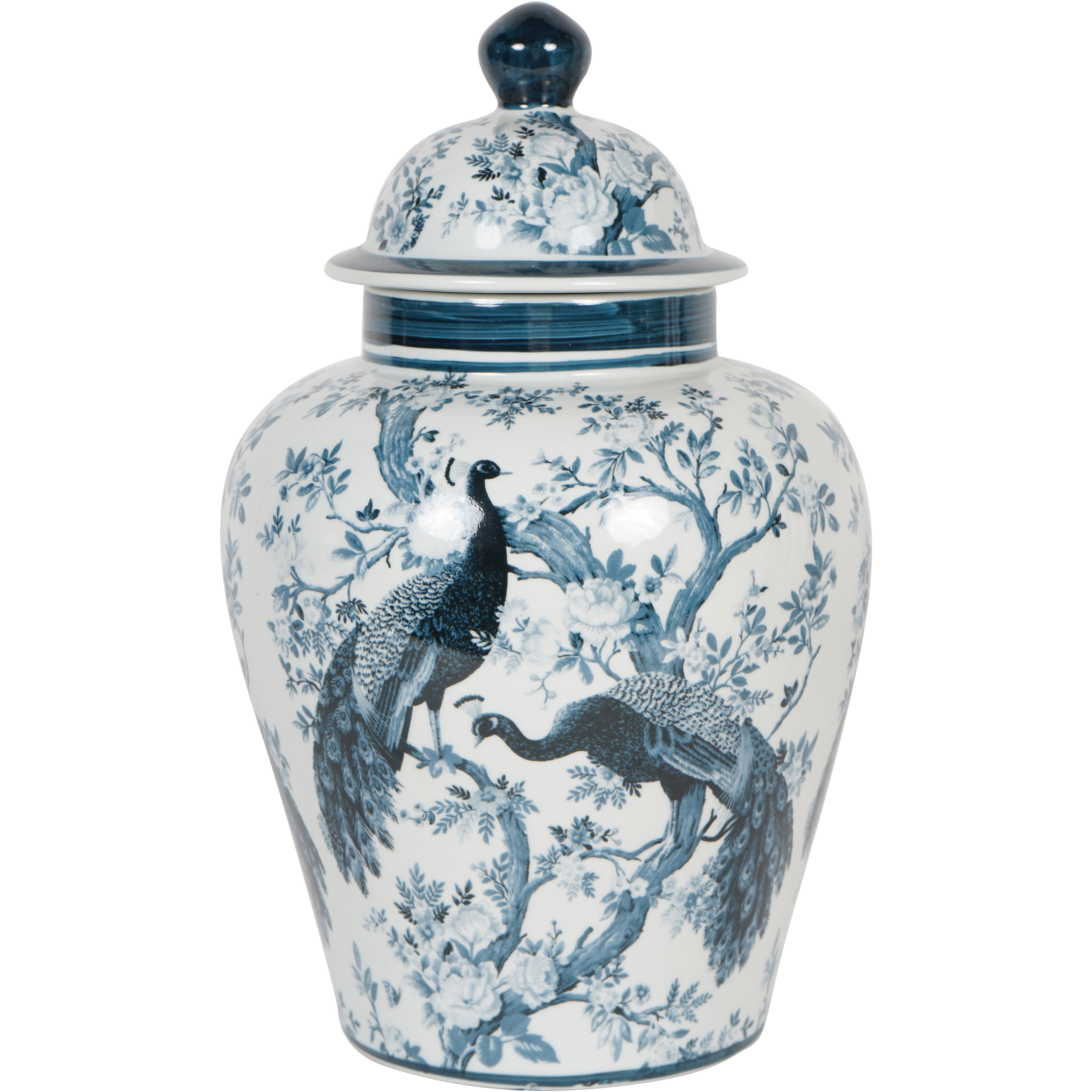 Laura Ashley Midnight Blue Belvedere Peacock Porcelain Large Ginger Jar