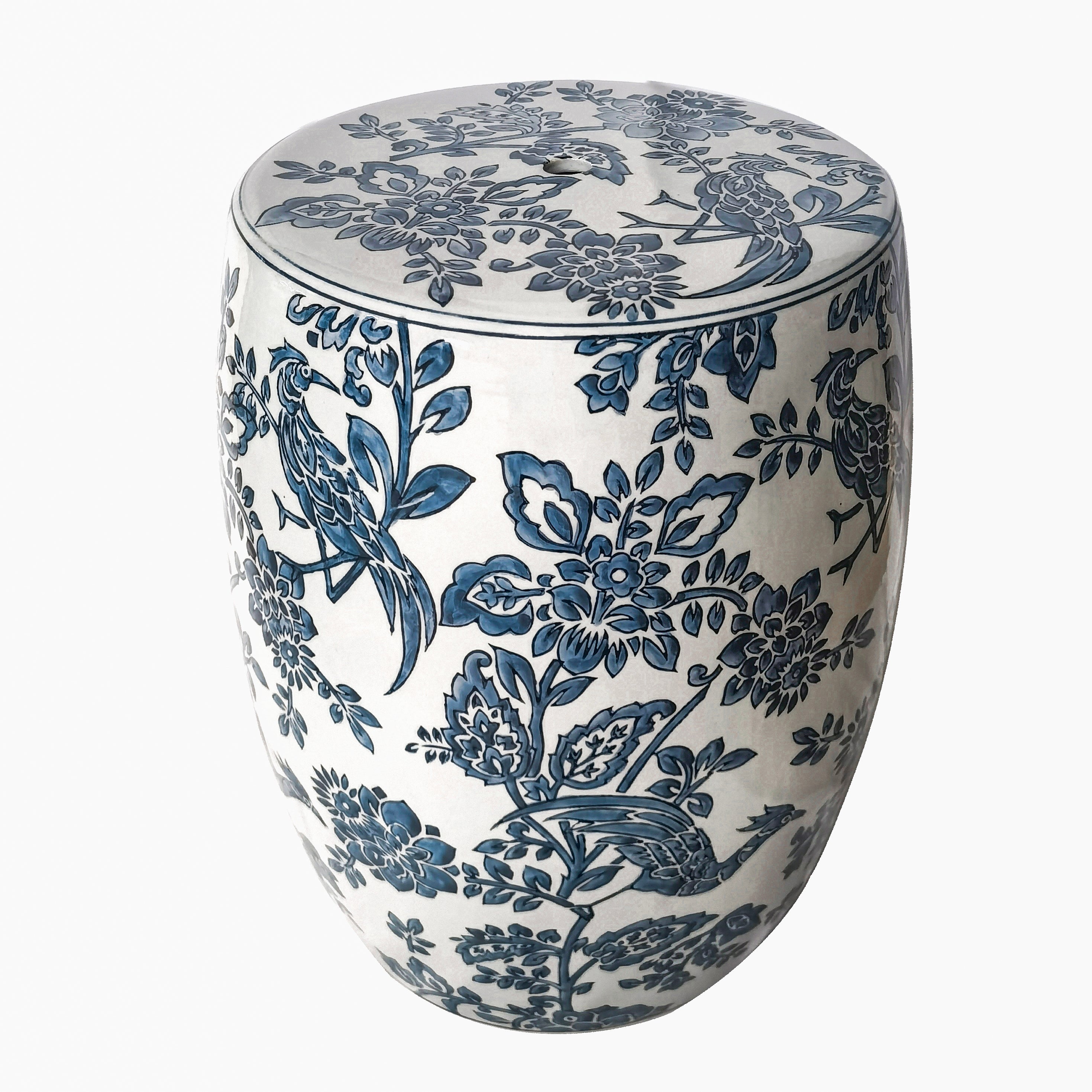 Laura Ashley Blue and White Adain palace Drum Stool