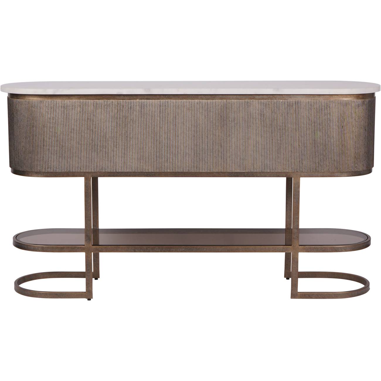 gold metal console table with marble top