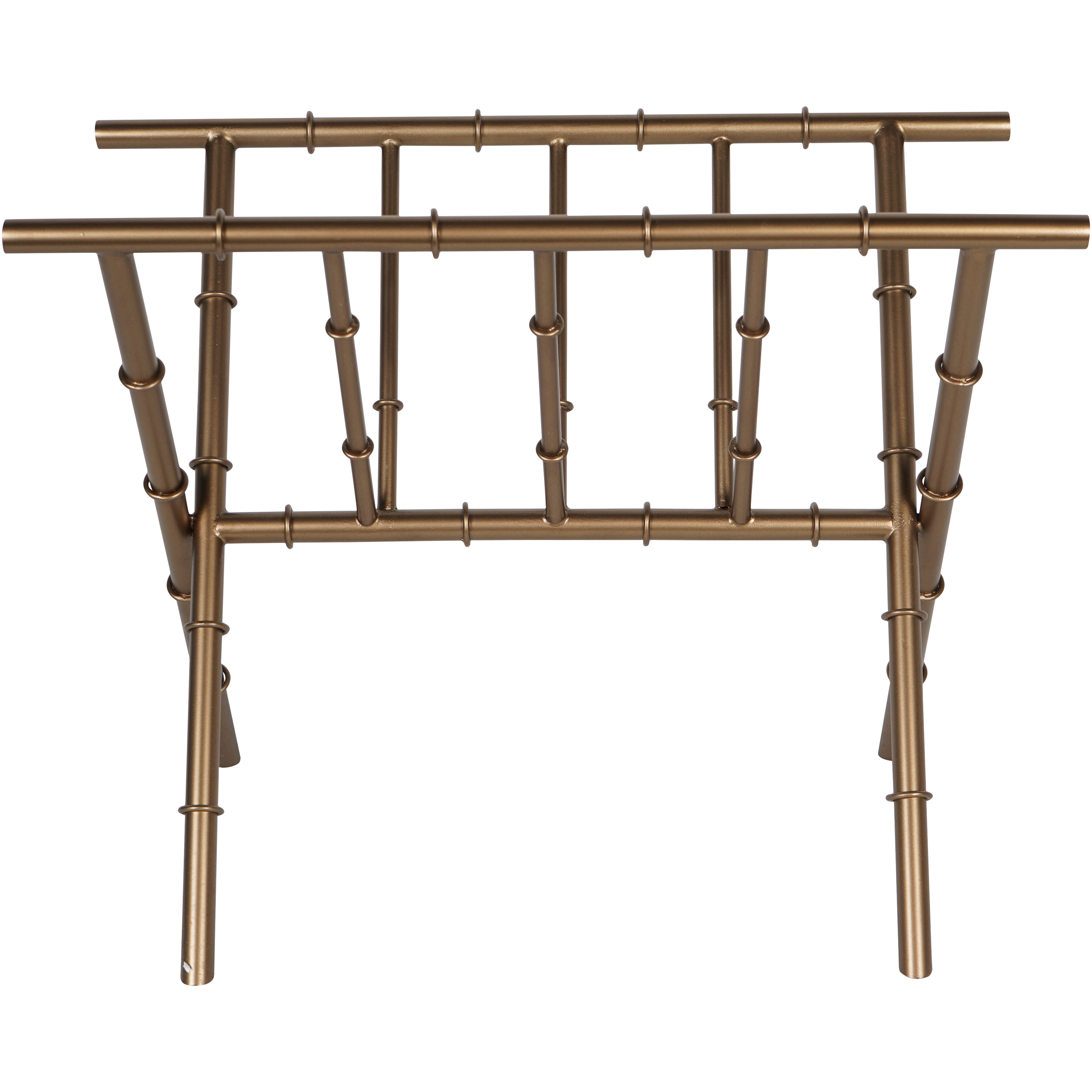 Laura Ashley Antique Brass Bamboo Finish Magazine Rack