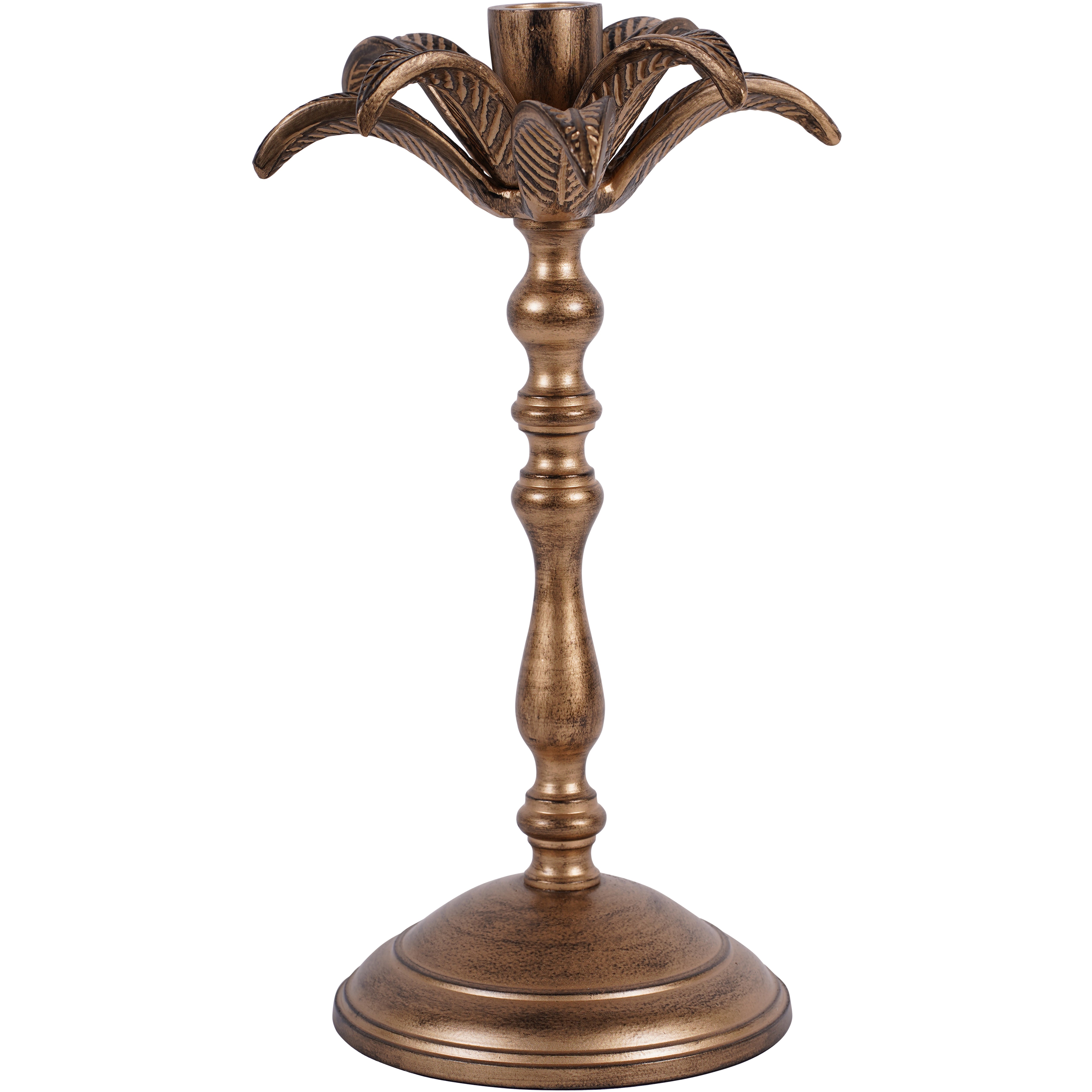 Laura Ashley Antique Brass Small Palm Tree Candlestick