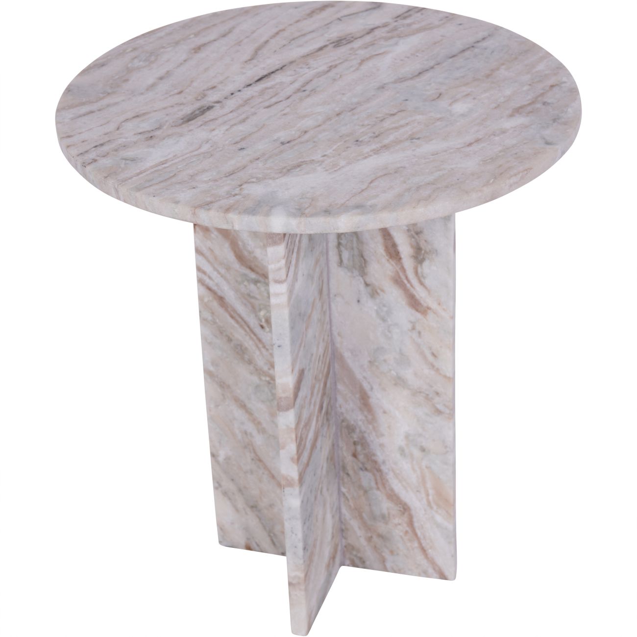 Carvella Fantasy Cream & Brown Marble Side Table