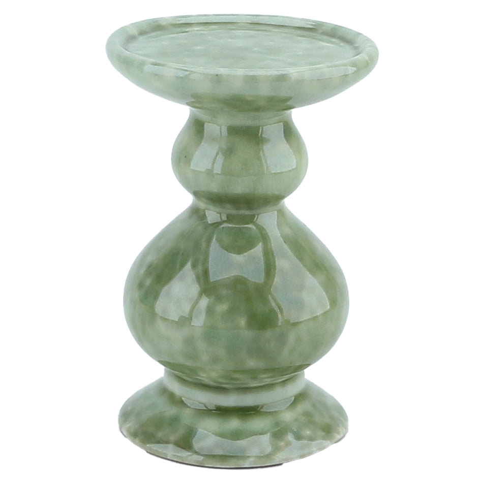 Laura Ashley Green Laneham Stoneware Candleholder Small