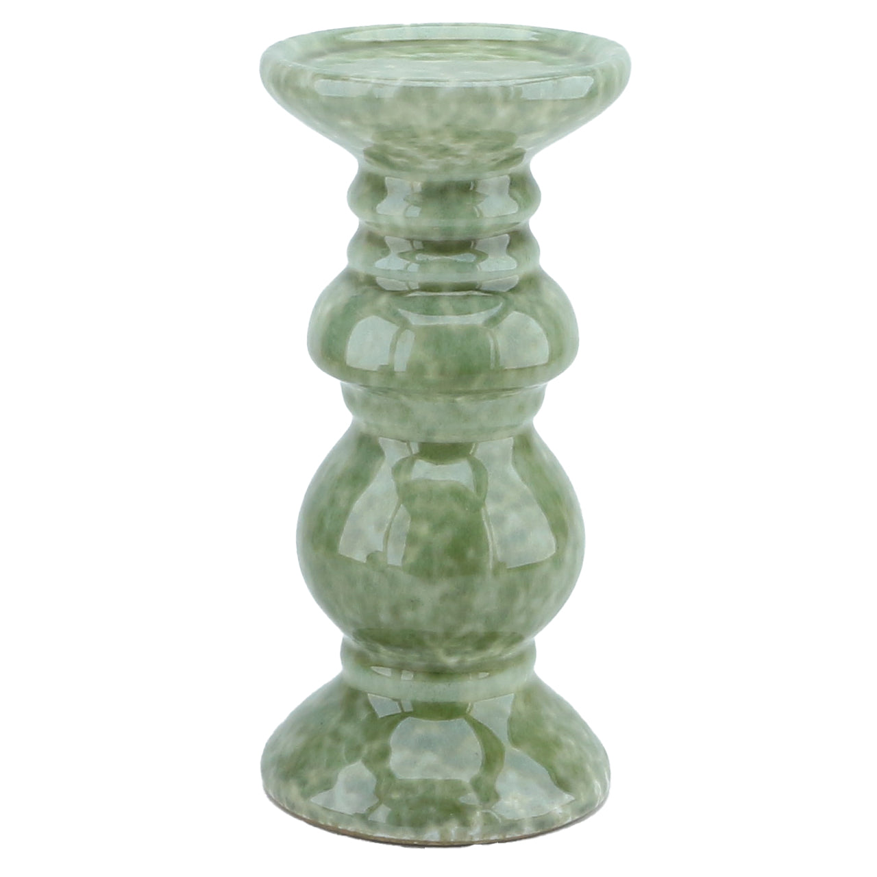 Laura Ashley Green Laneham Stoneware Candleholder Large