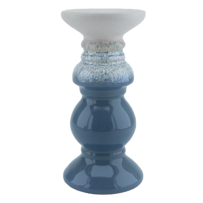 Laura Ashley Blue and White Laneham Stoneware Large Candleholder