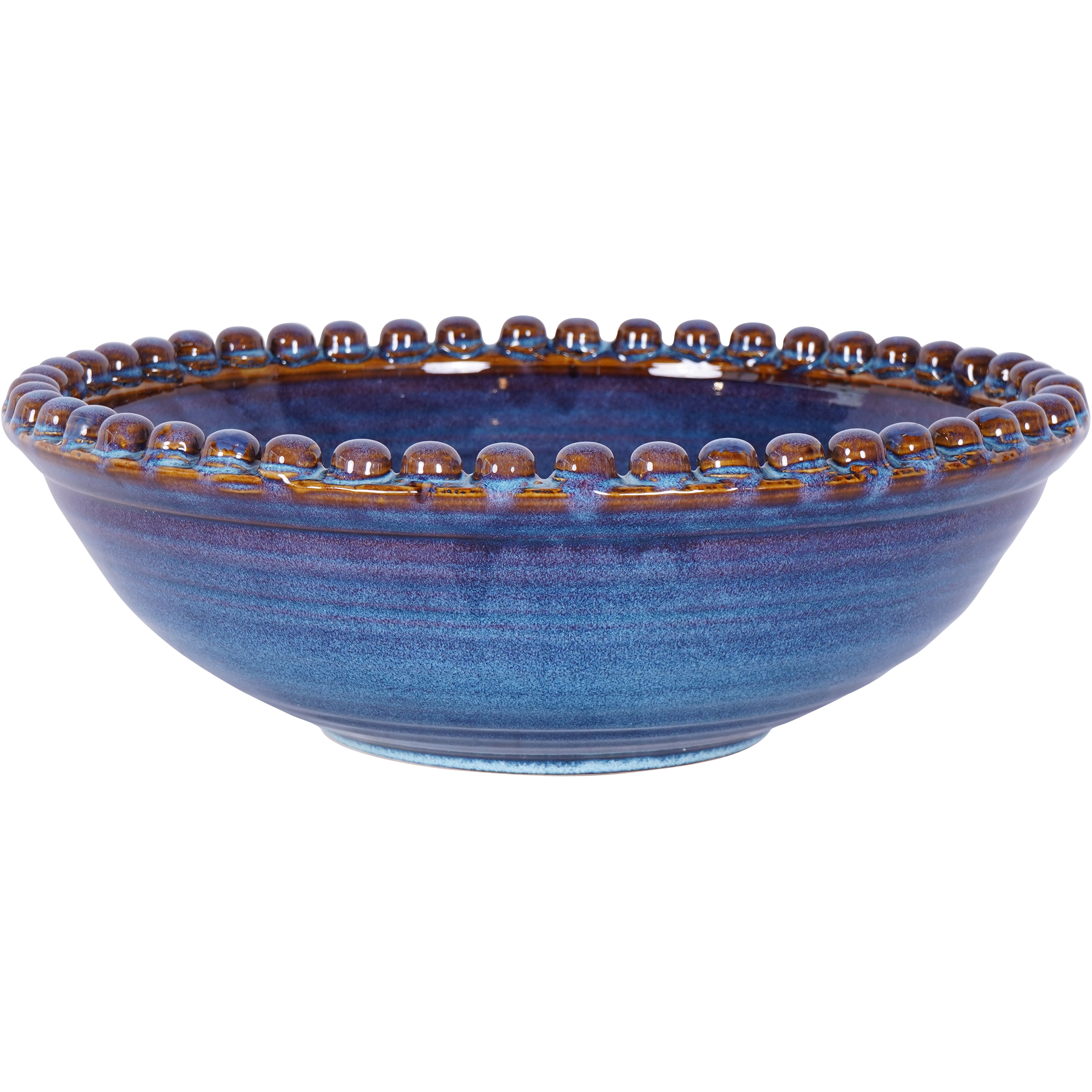 Reactive Glazed Mediterranean Blue Ceramic Bowl