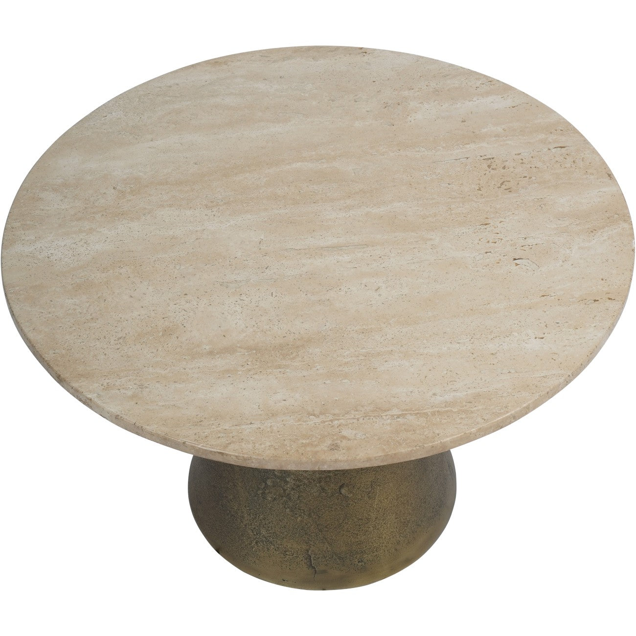Cooper Antique Brass and Light Travertine Large Coffee Table