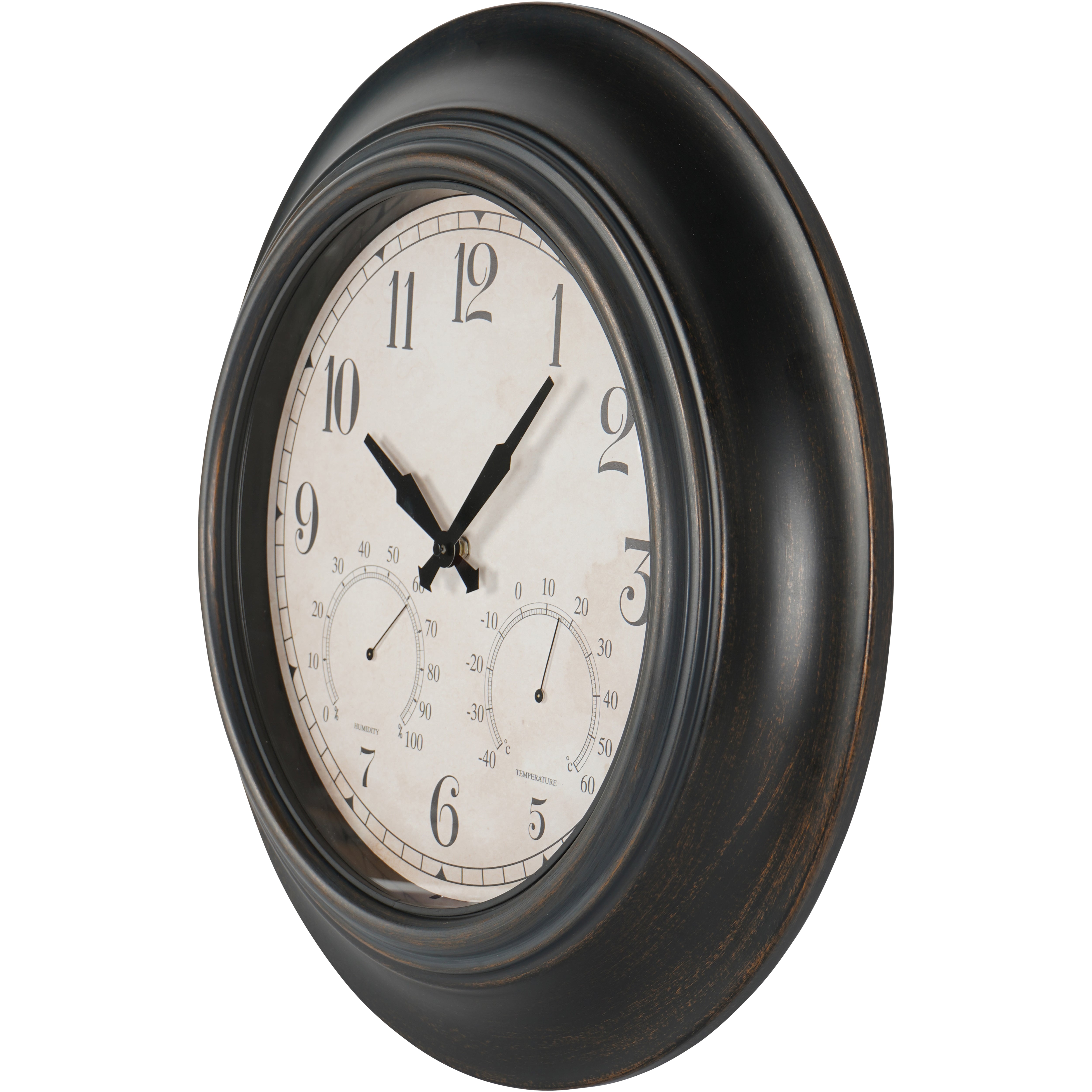 Large Antique Outdoor Clock with Temperature and Humidity Black