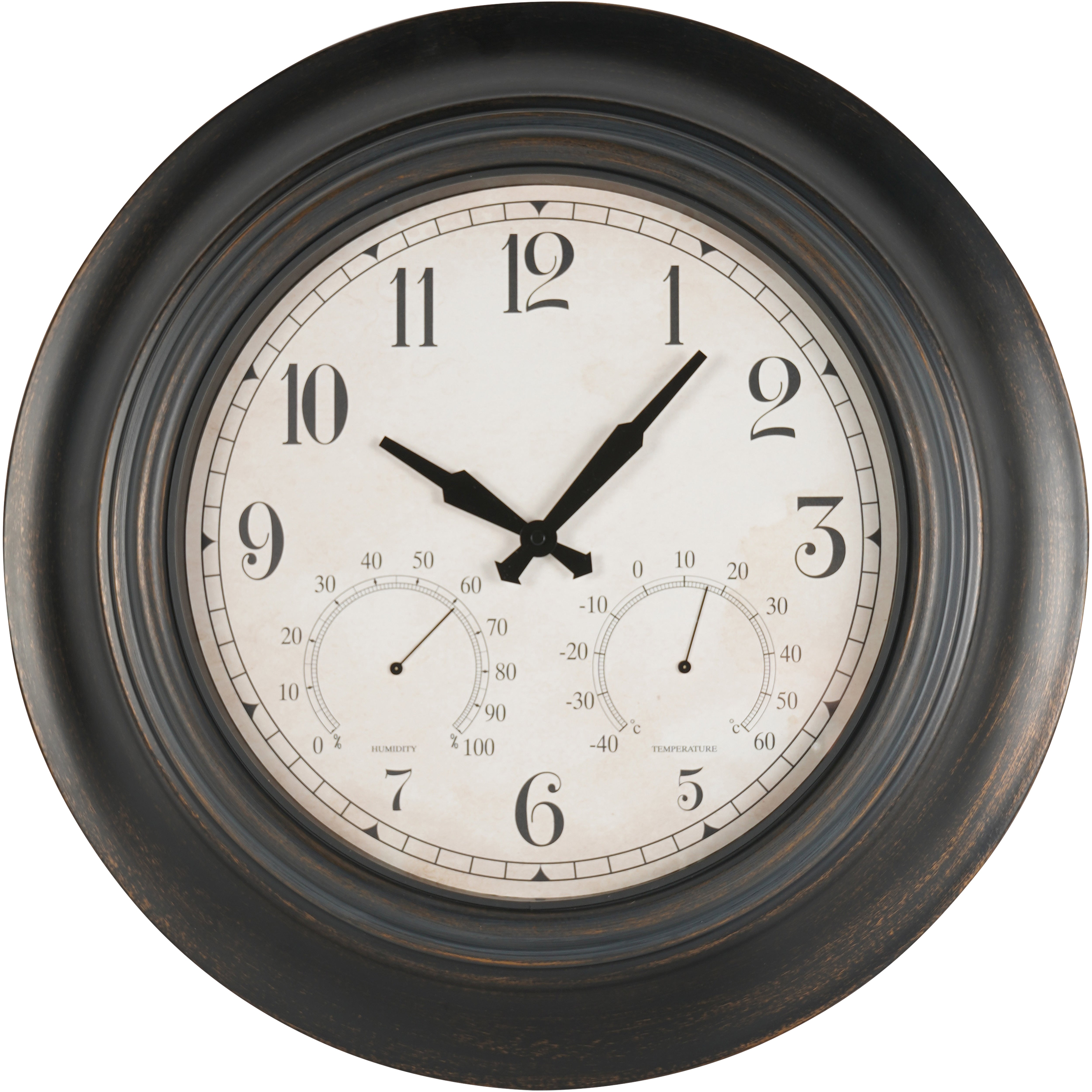 Large Antique Outdoor Clock with Temperature and Humidity Black