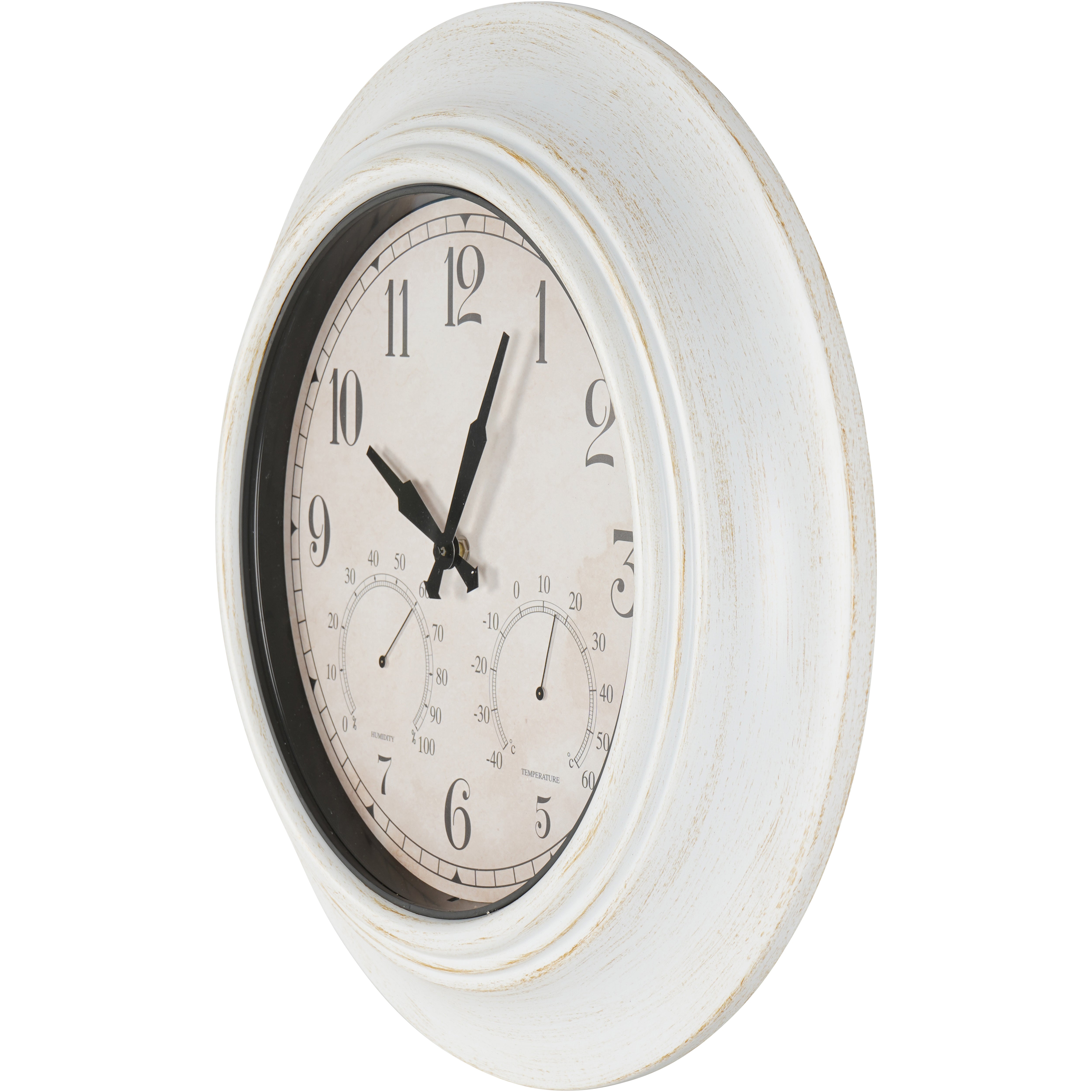 White Outdoor Clock with Temperature and Humidity