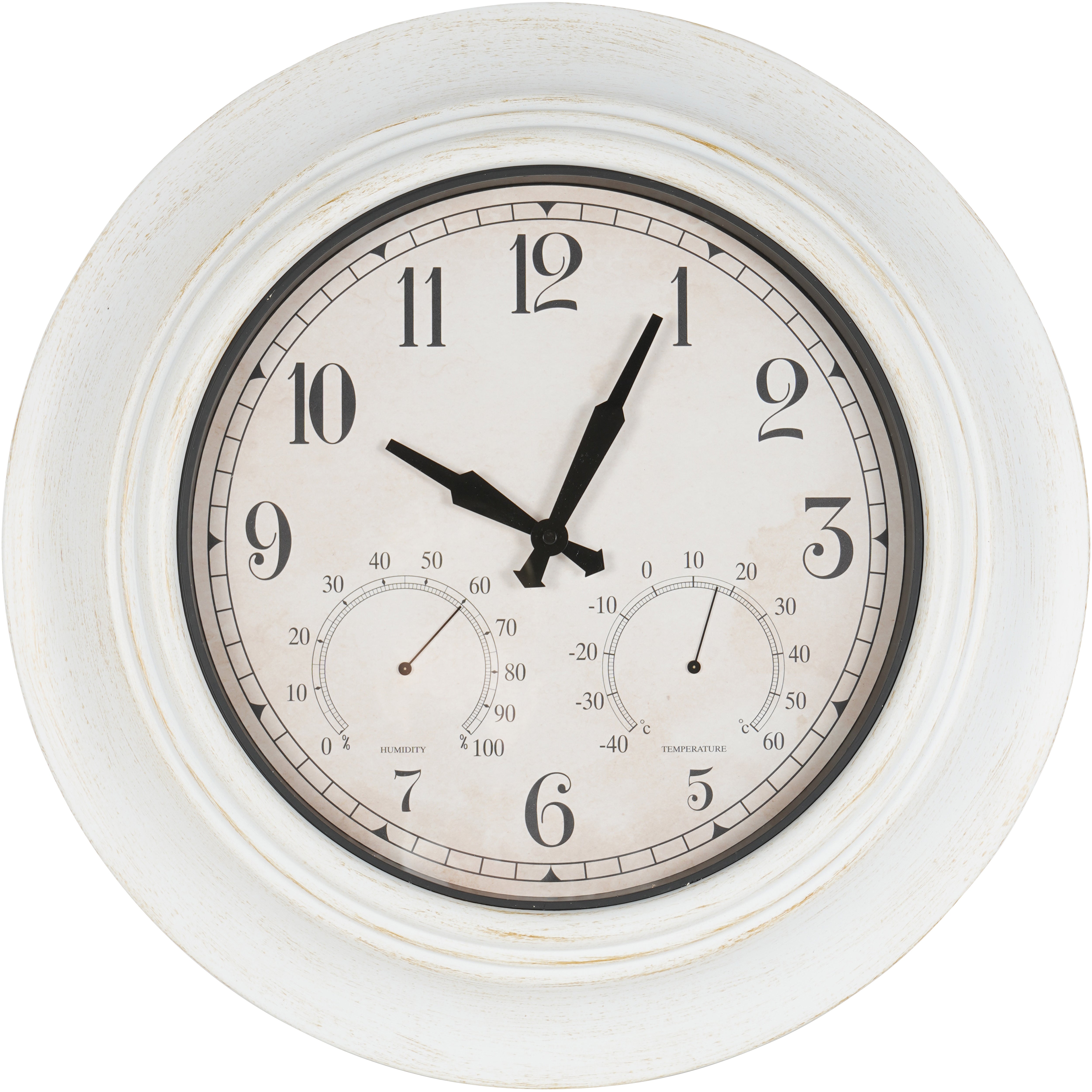 White Outdoor Clock with Temperature and Humidity