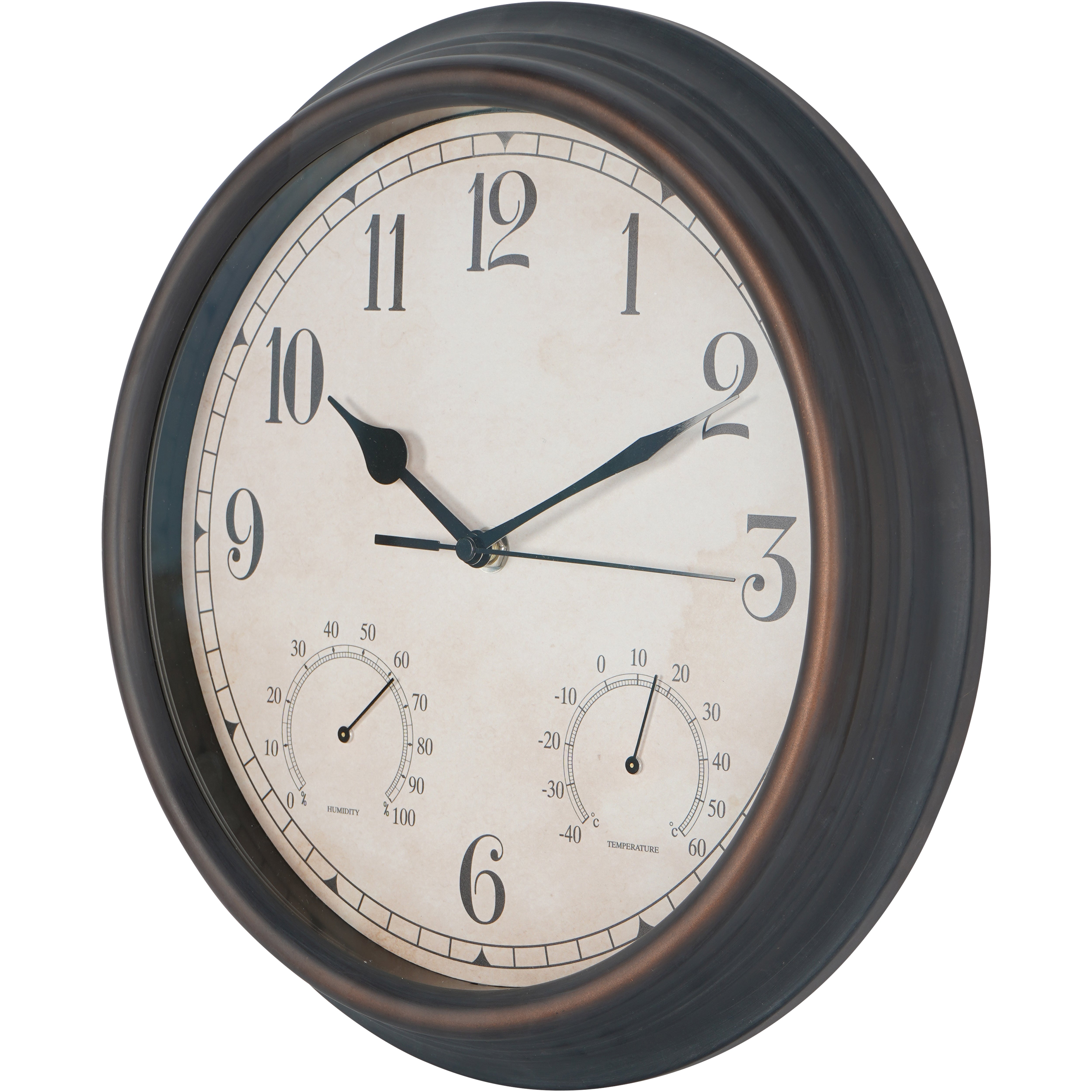 Antiqued Outdoor Clock with Temperature and Humidity