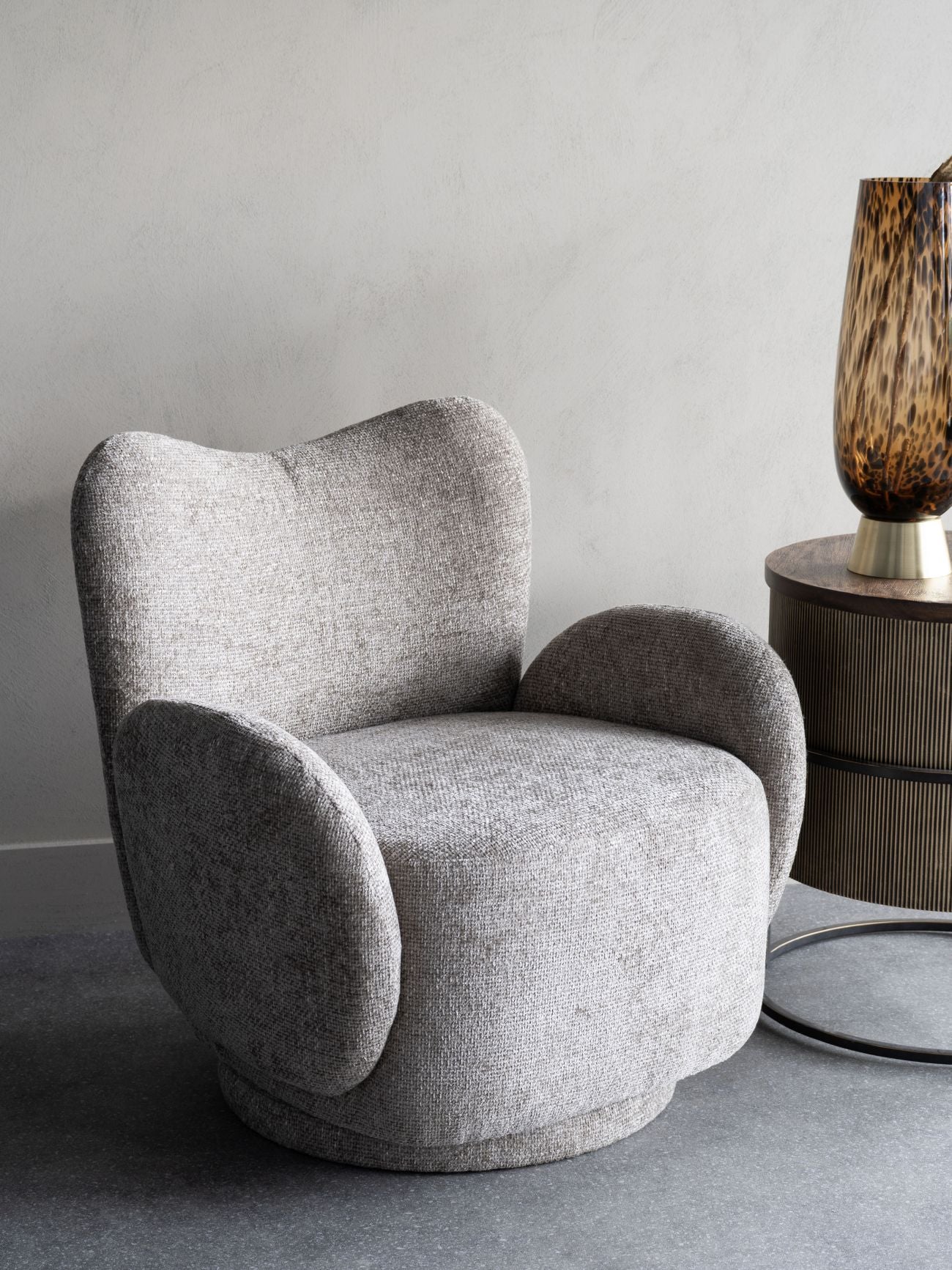 Babel Neutral Cream Upholstered Swivel Chair