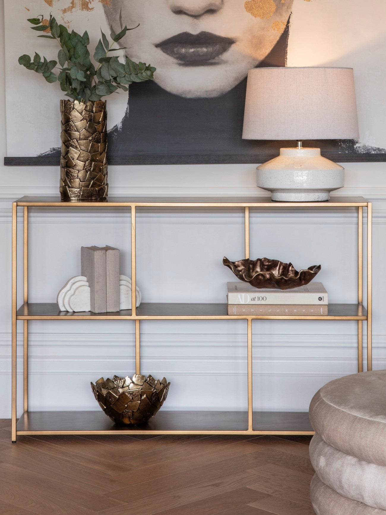 Barber Brushed Champagne Console Table