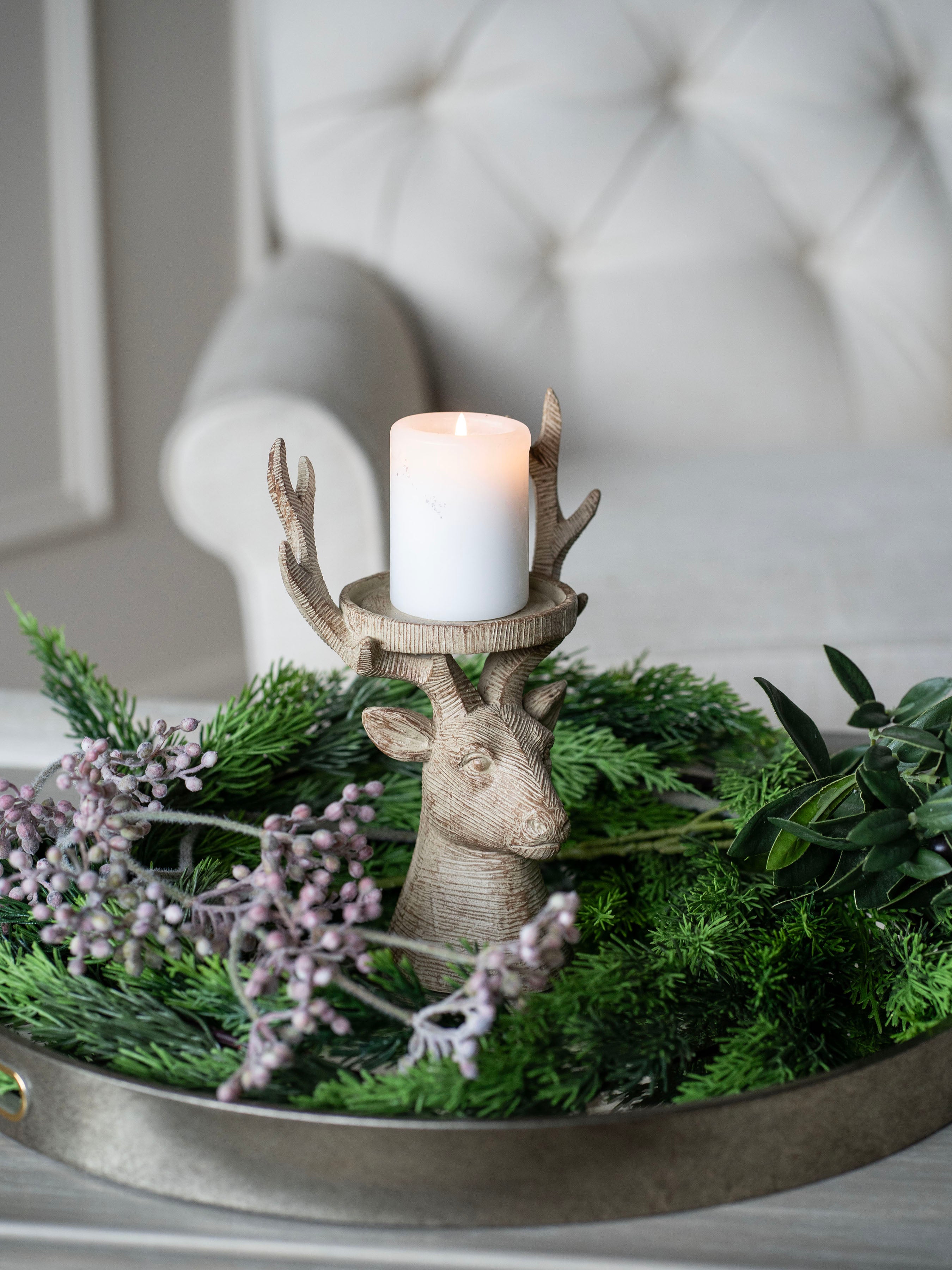 Laura Ashley Resin Deer Candleholder