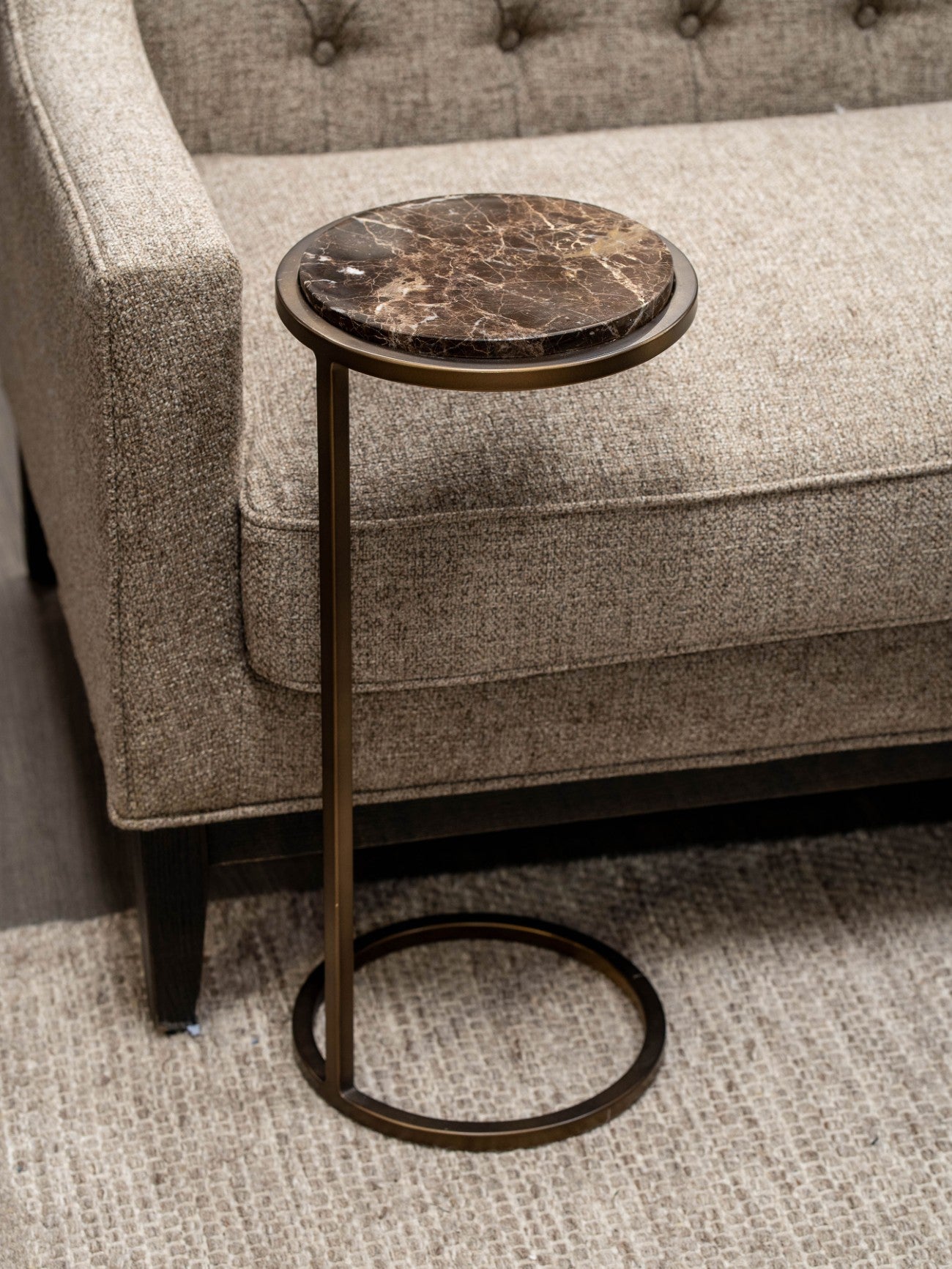 Brown Emperador Marble Accent Side Table
