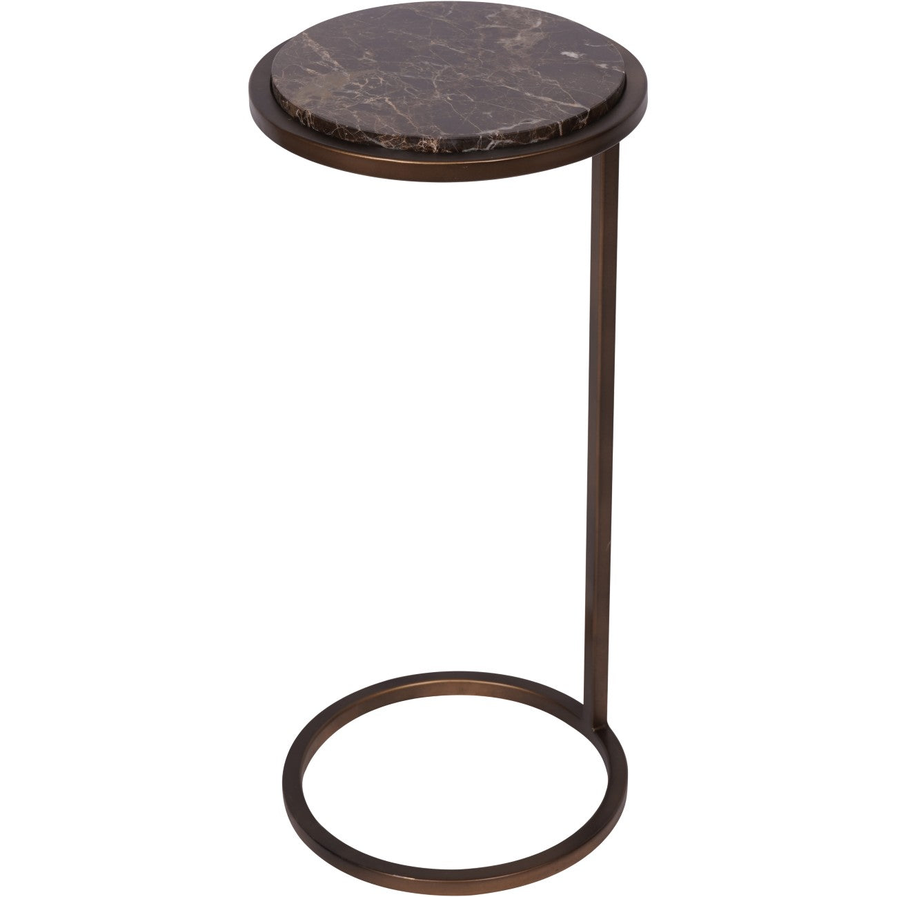 Brown Emperador Marble Accent Side Table