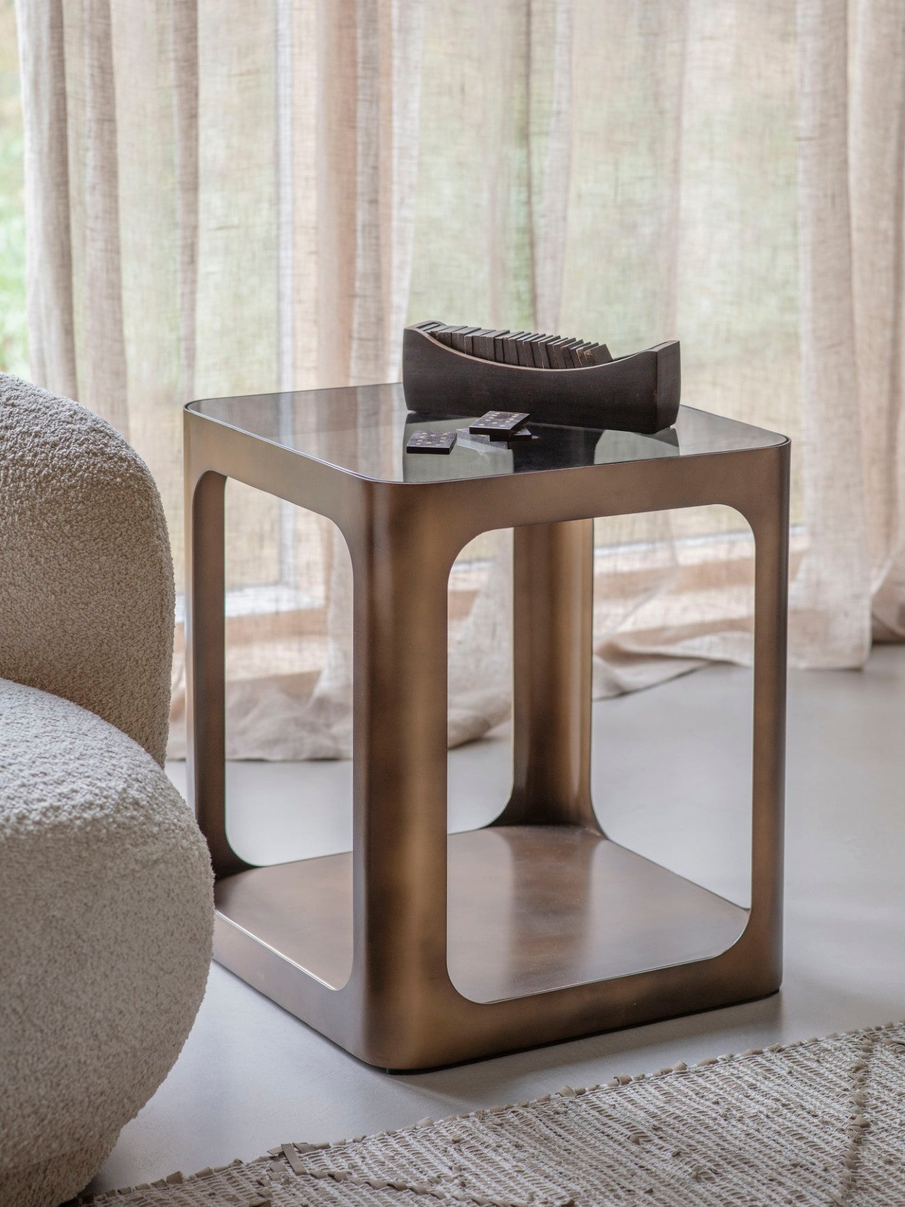 Thornton Metal and Glass Square Side Table