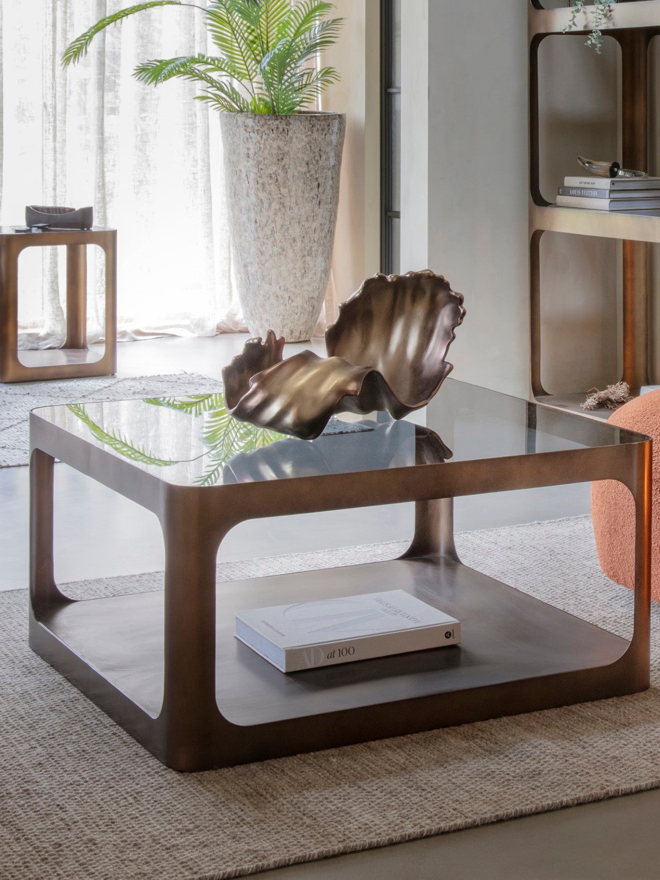 Thornton Metal and Glass Square Coffee Table