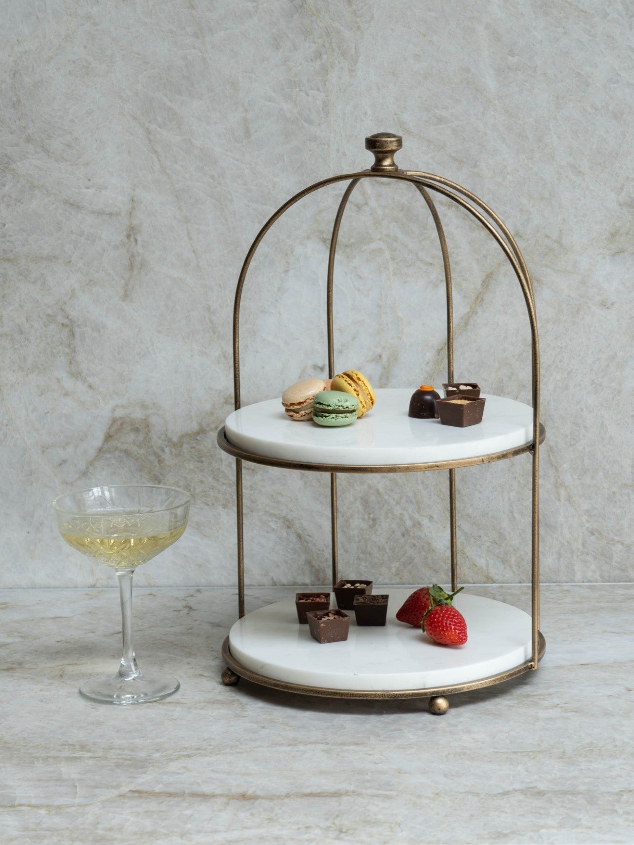 Belgravia Aged Gold Two Tiered Stand