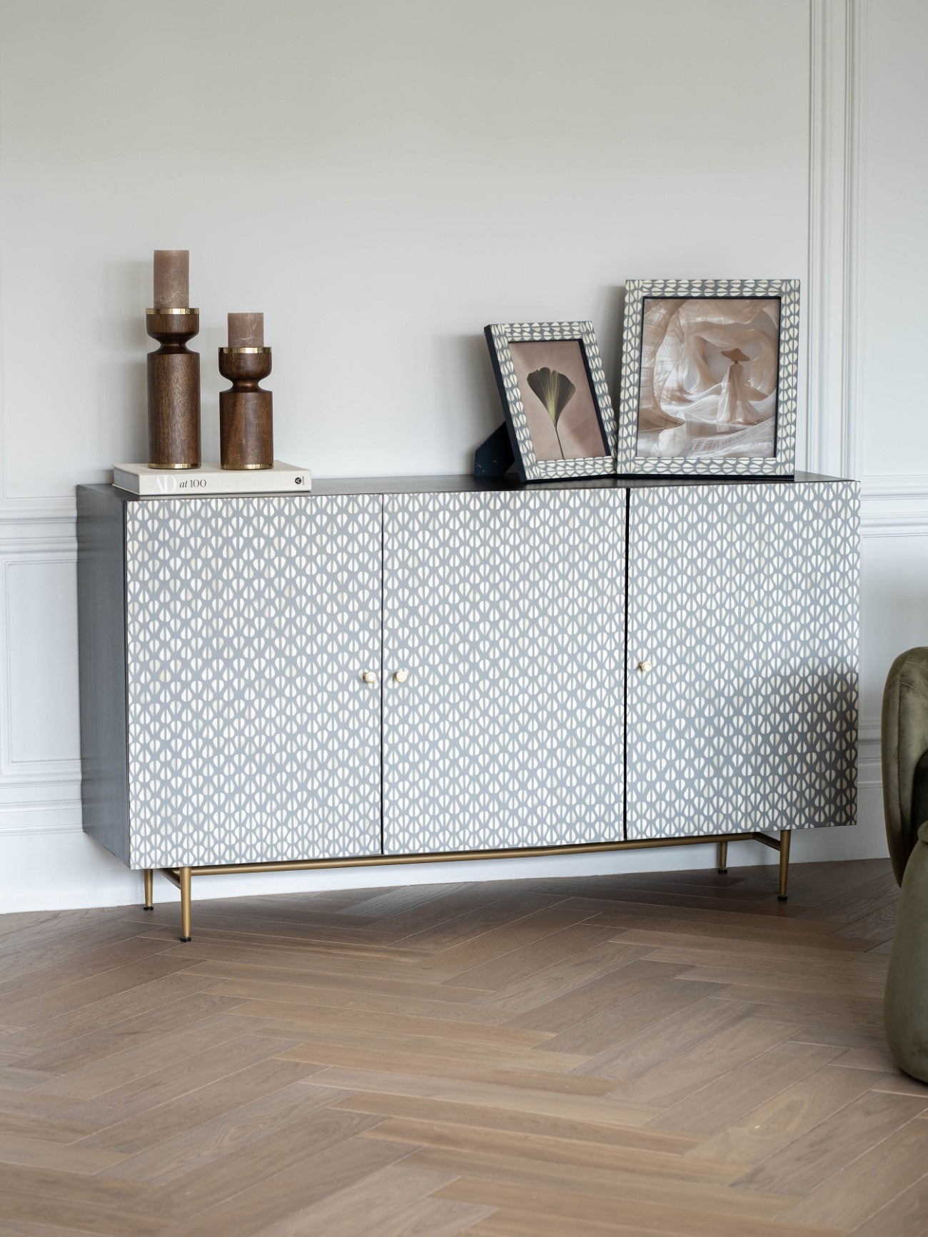 Bridgette Bone Inlay 3 Door Sideboard
