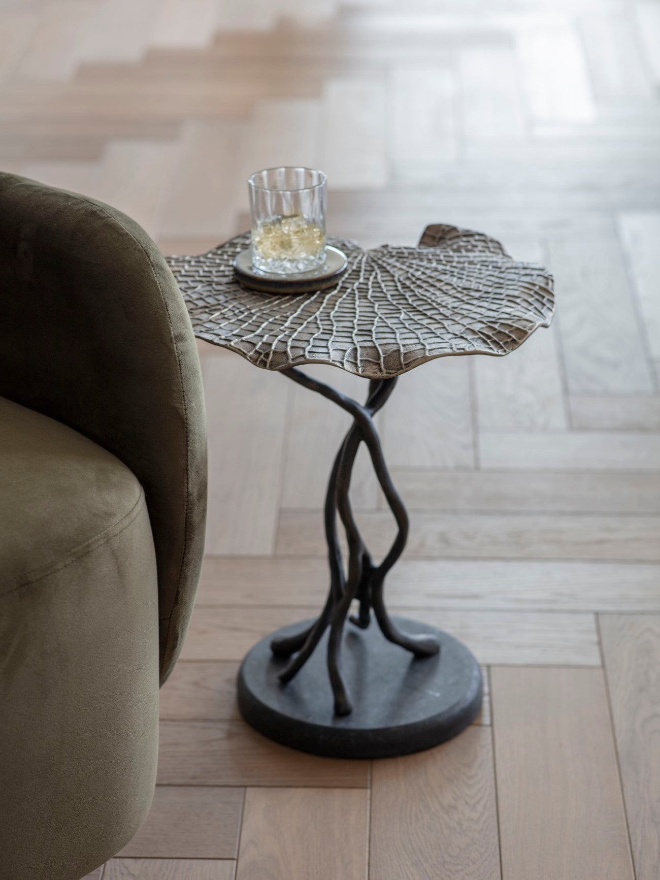 Cast Aluminium Lily Pad Leaf Side Table