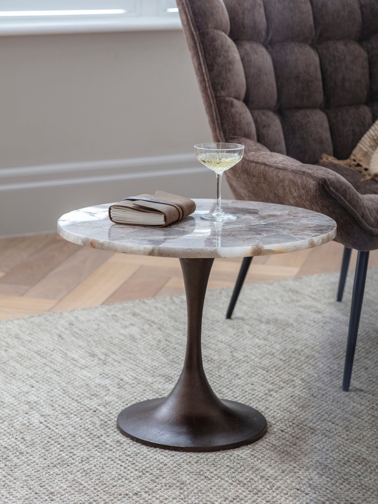 Bentley Smokey Quartz Side Table 60cm