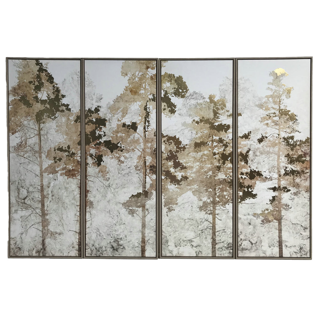 Set of 4 Foil WoodlandFramed Wall Art