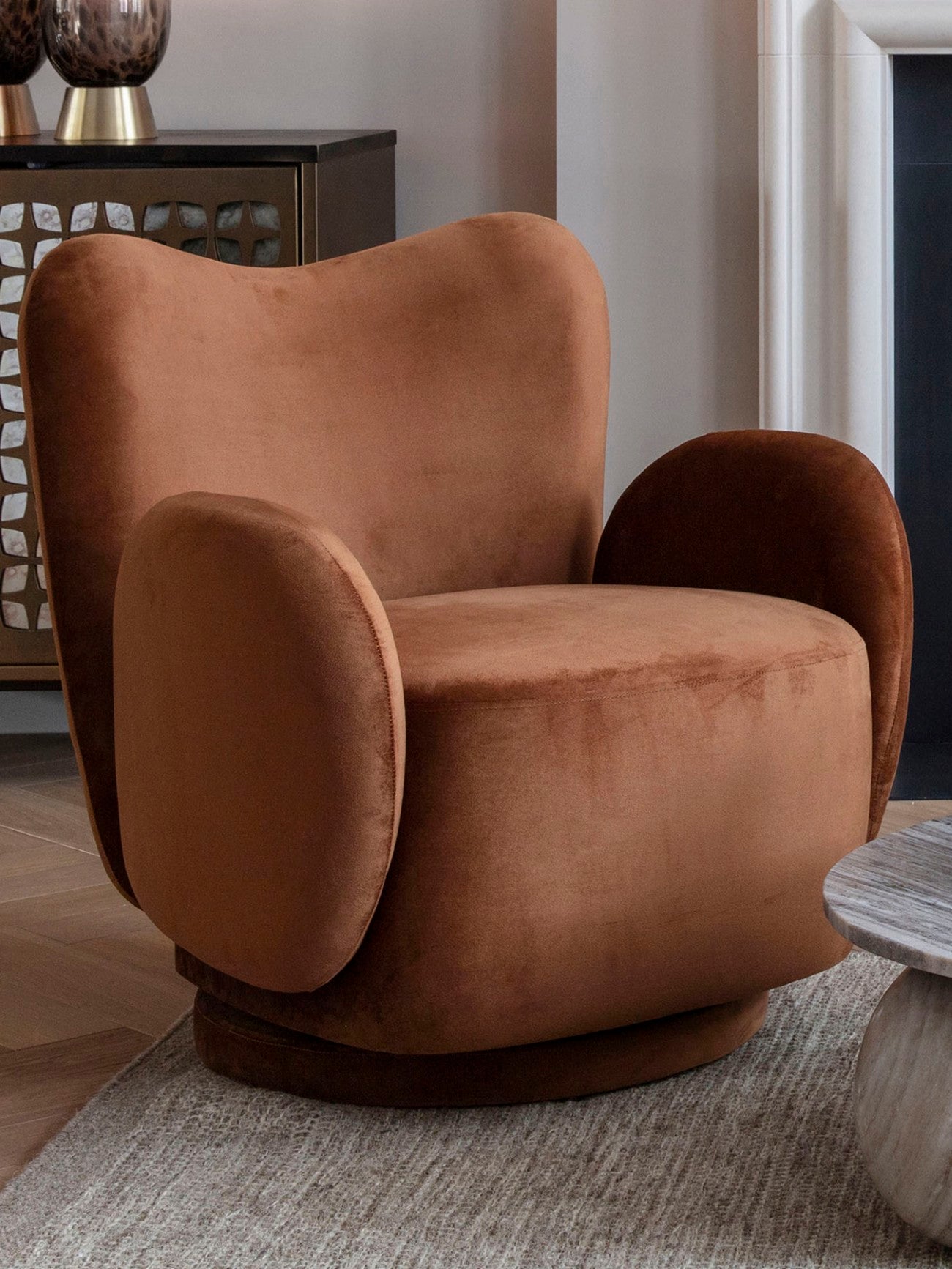 Babel Soft Caramel Upholstered Swivel Chair