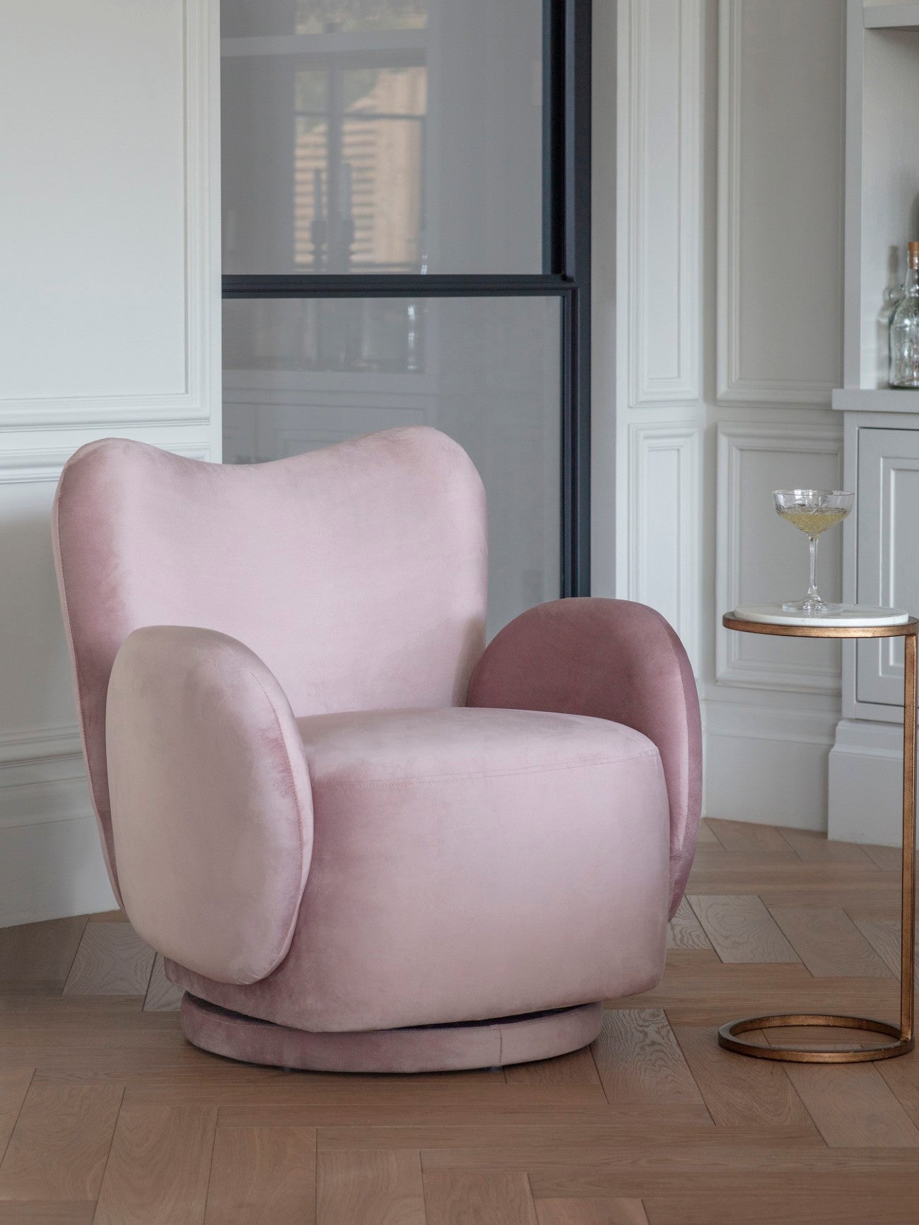 Babel Dusky Pink Upholstered Swivel Chair