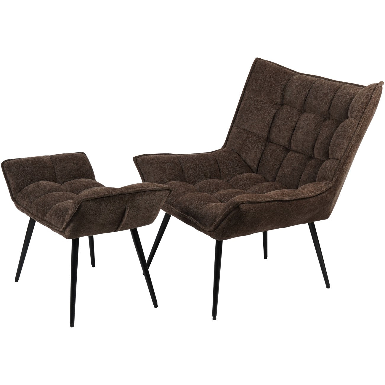 Christy Occasional Chair with Footstool in Brown Velour
