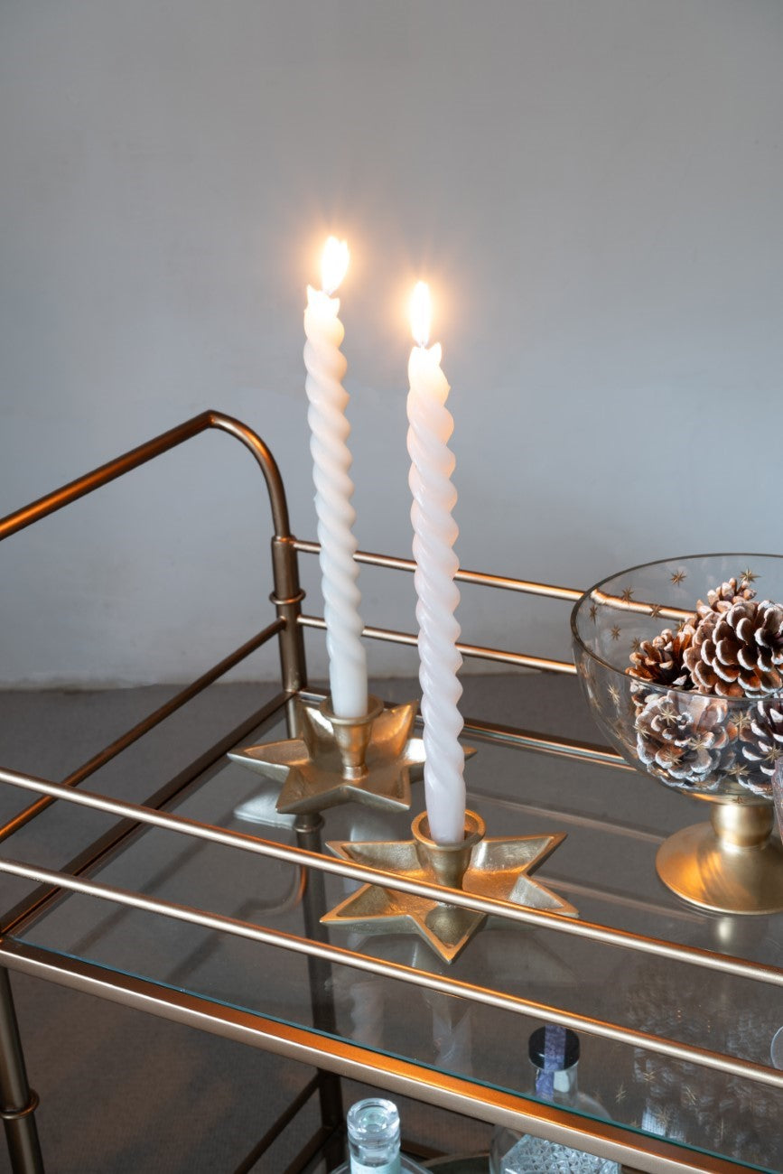 Laura Ashley Set of 2 Large Star Gold Candle Holders