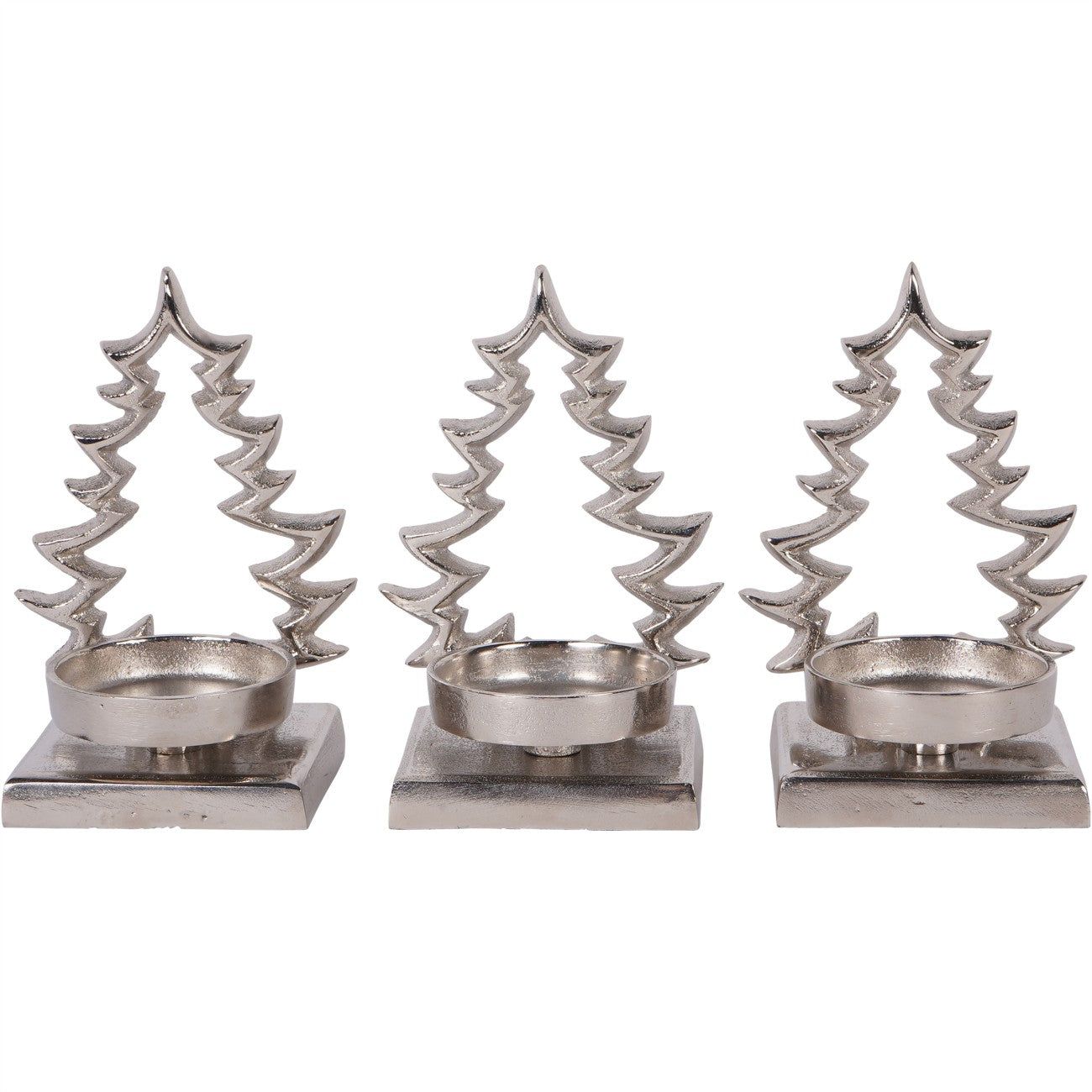 Laura Ashley Set of 3 Aluminium Xmas Tree Silver Tealight