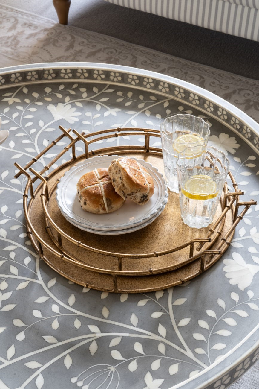 Laura Ashley Astaire Bamboo Tray Set Of 2 Mini and Small