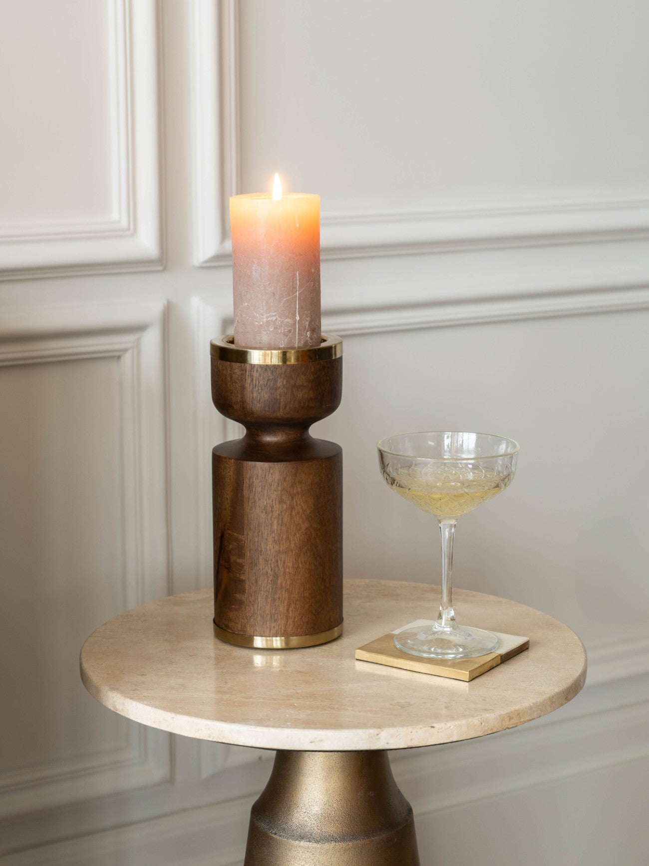 Amari Wooden Pillar Holder 23cm