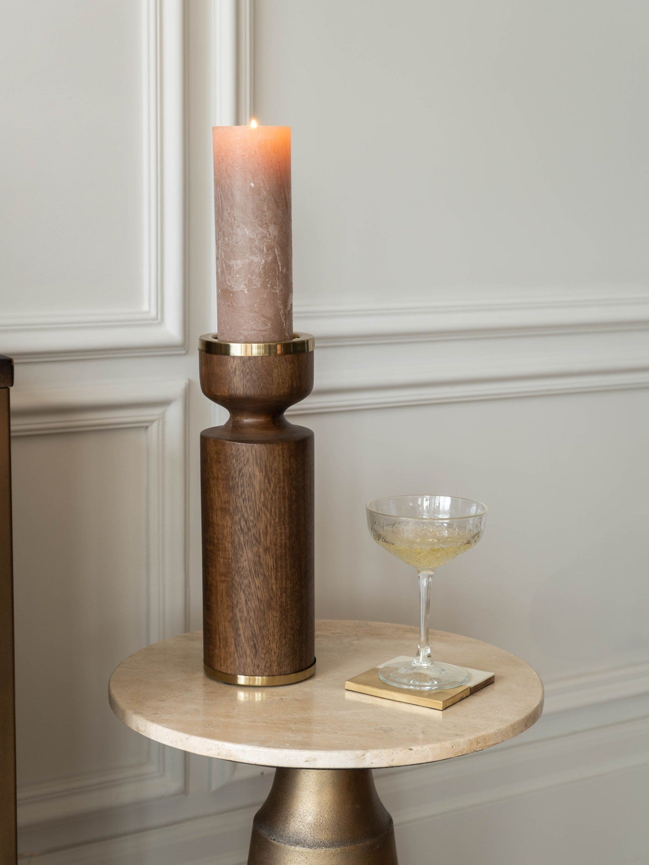 Amari Wooden Pillar Holder 31cm