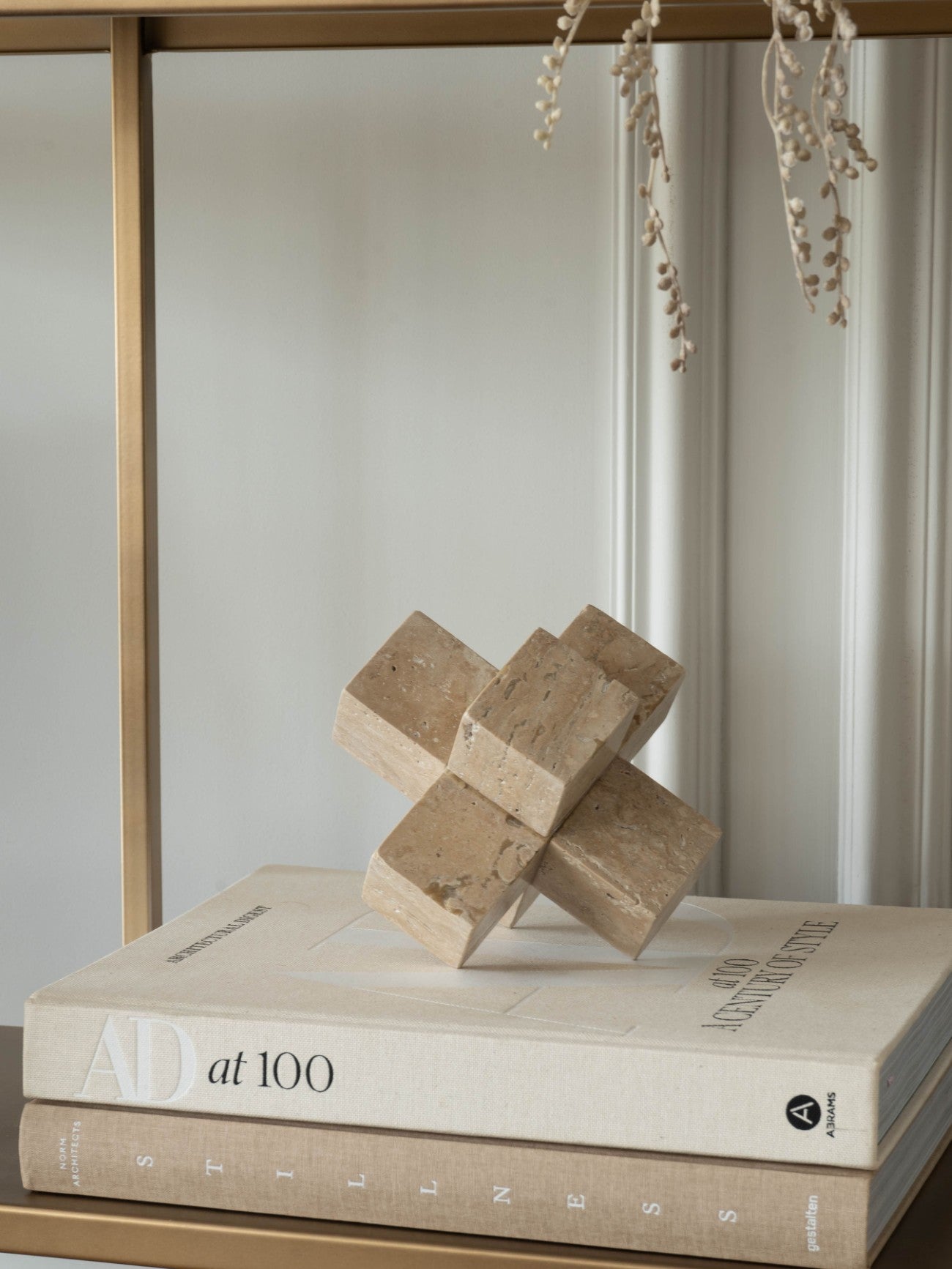Travertine Cross Sculpture