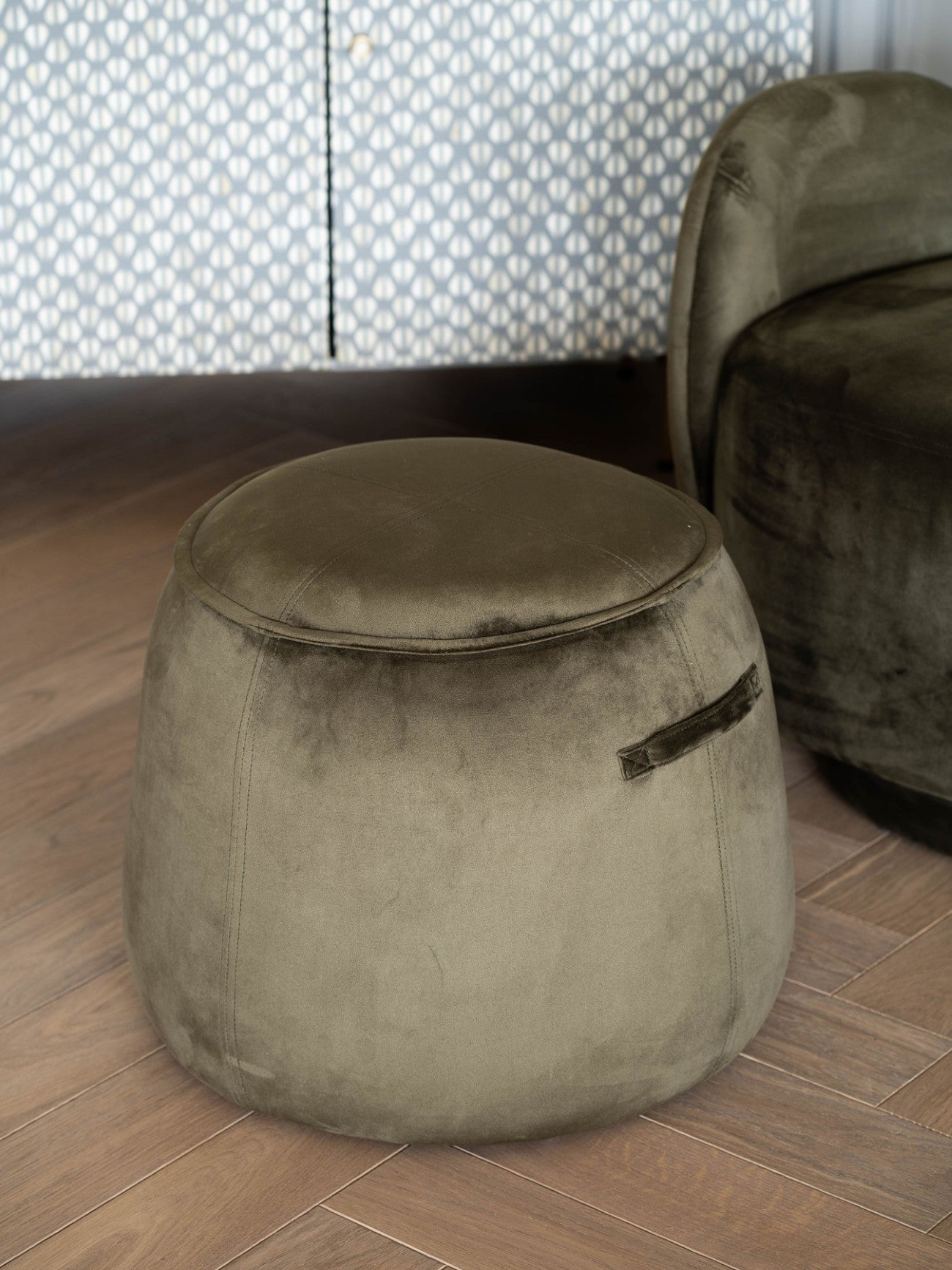 Babel Velvet Green Upholstered Stool