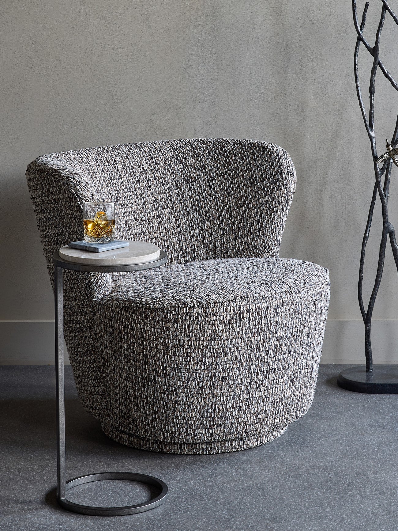 Rowley Textured Mocha Slub Swivel Chair