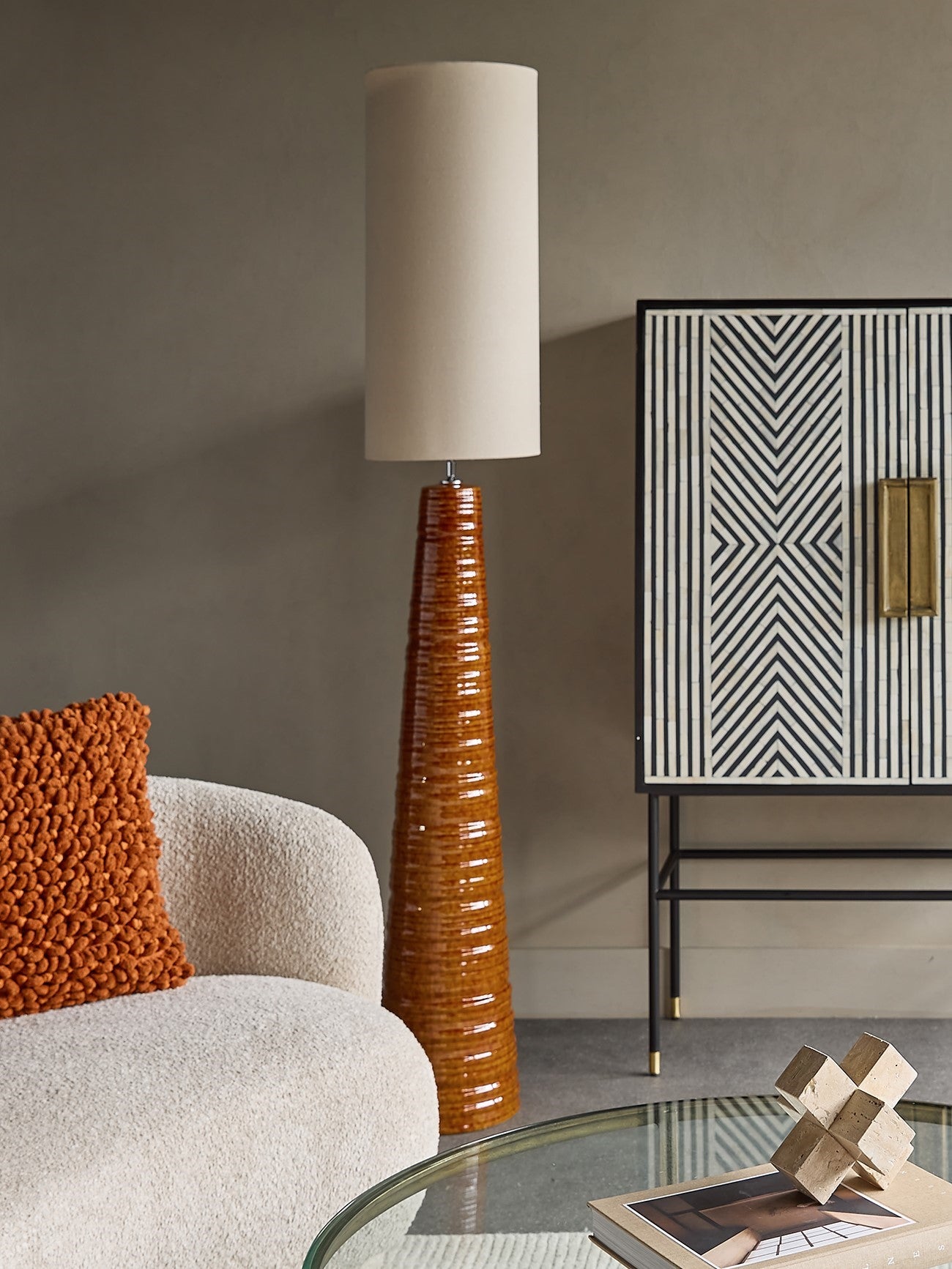 Trevino Tall Terracotta Ceramic Floor Lamp
