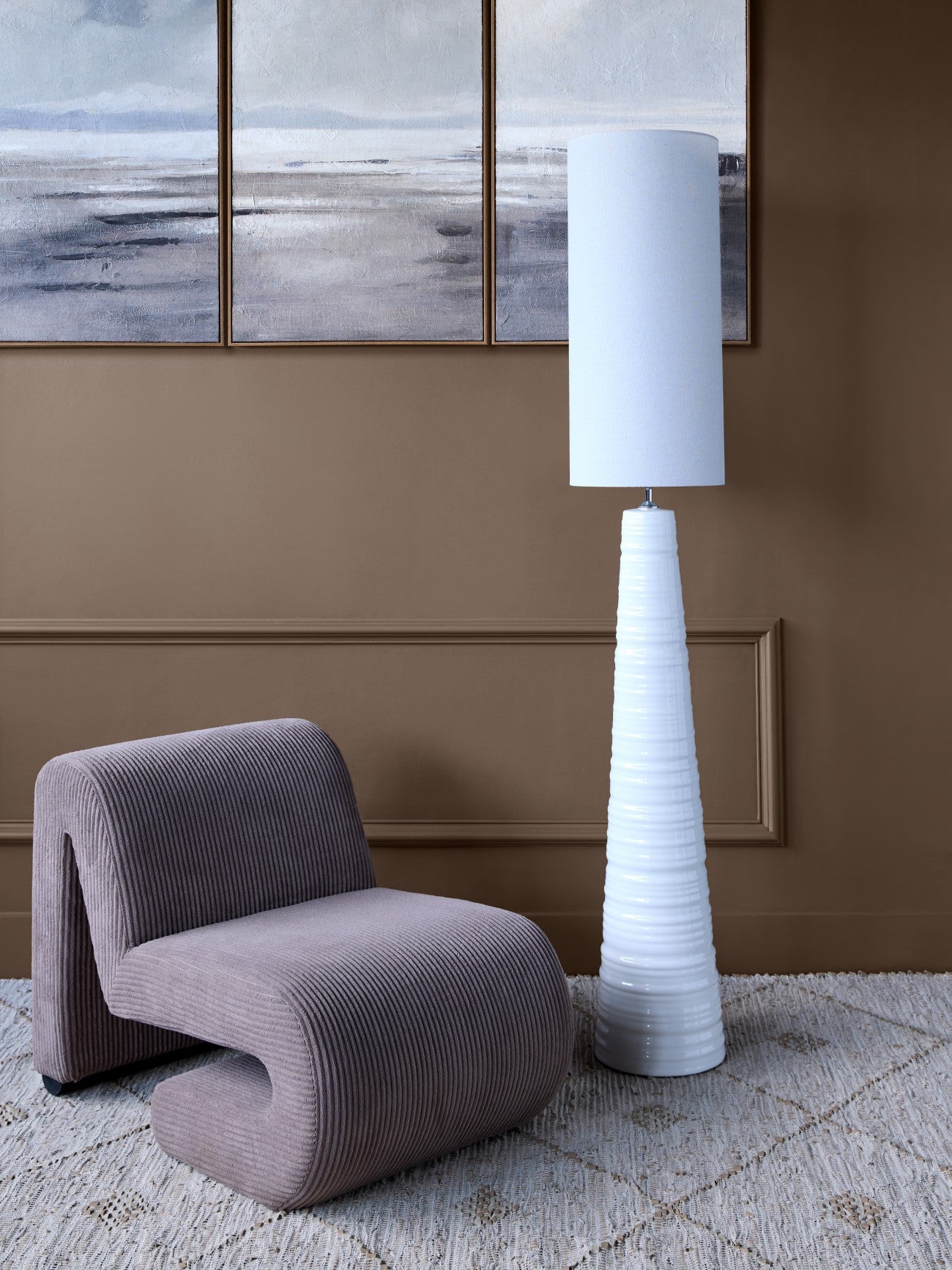 Trevino Tall Ceramic Floor Lamp White with Shade