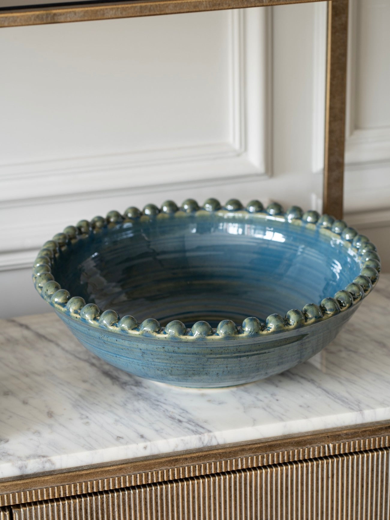Reactive Glazed Mediterranean Blue Green Ceramic Bowl