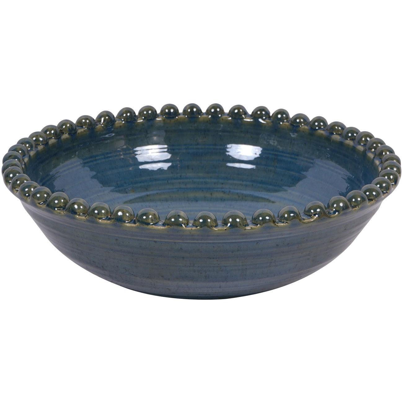 Reactive Glazed Mediterranean Blue Green Ceramic Bowl