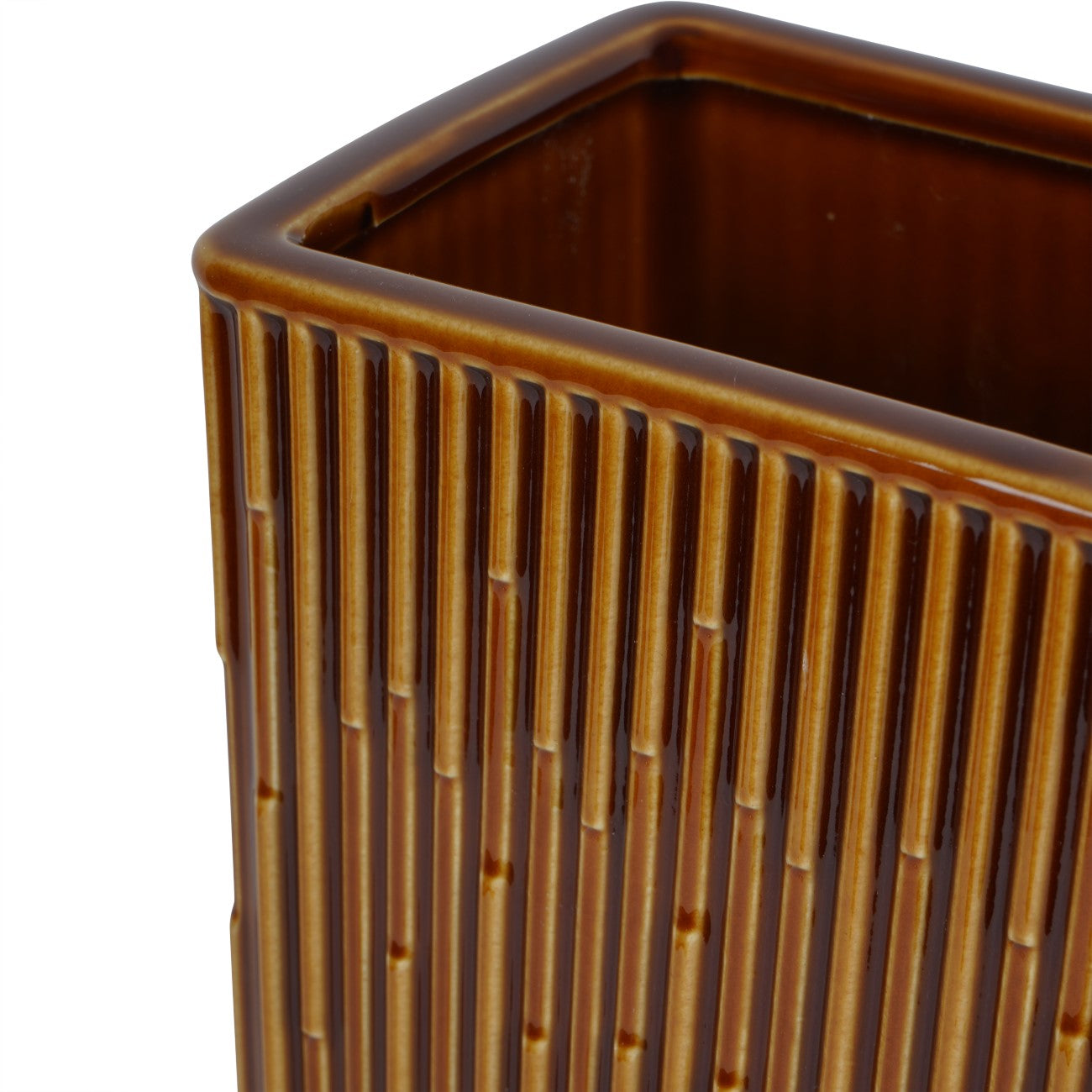 Etta Square Glazed Vase Terracotta
