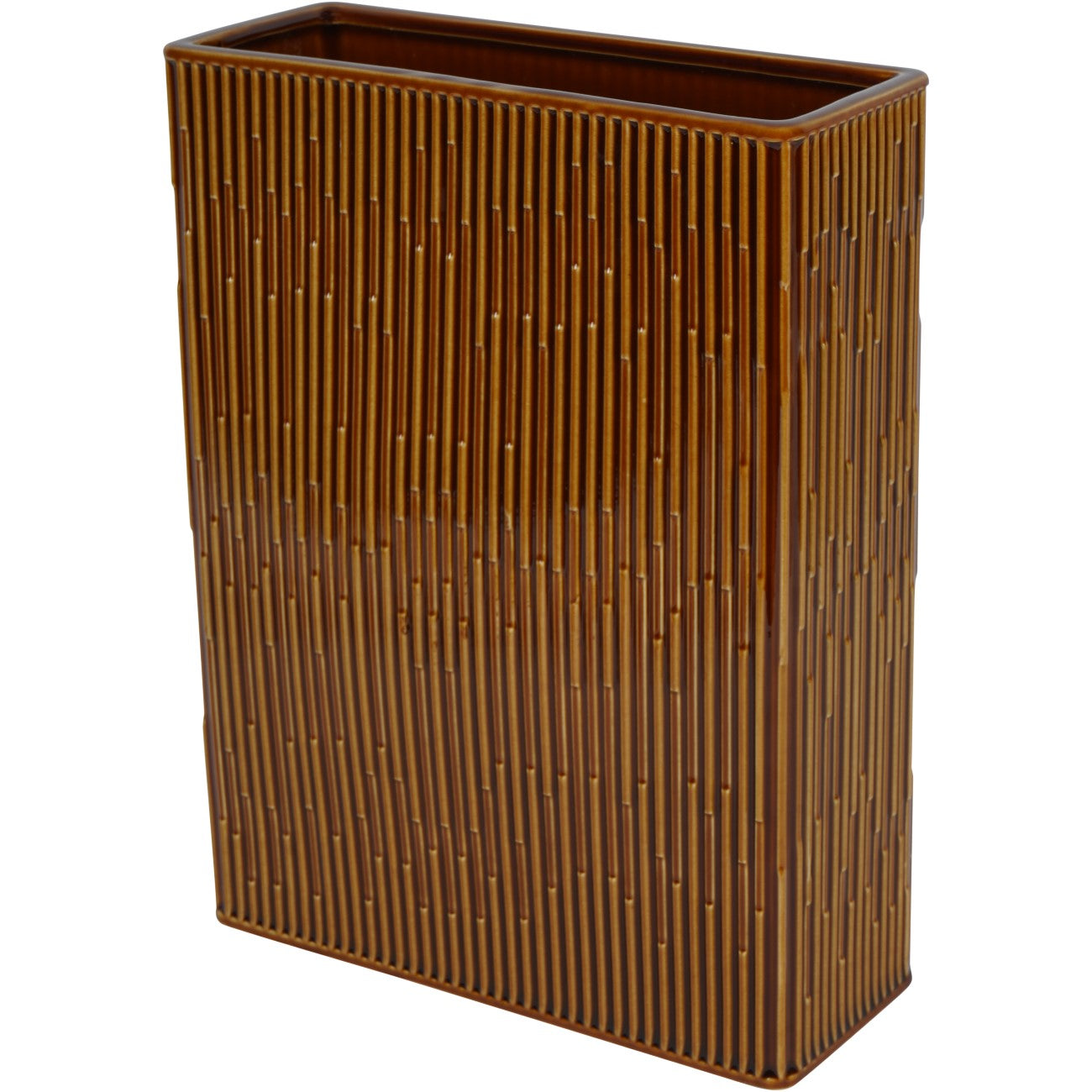 Etta Square Glazed Vase Terracotta