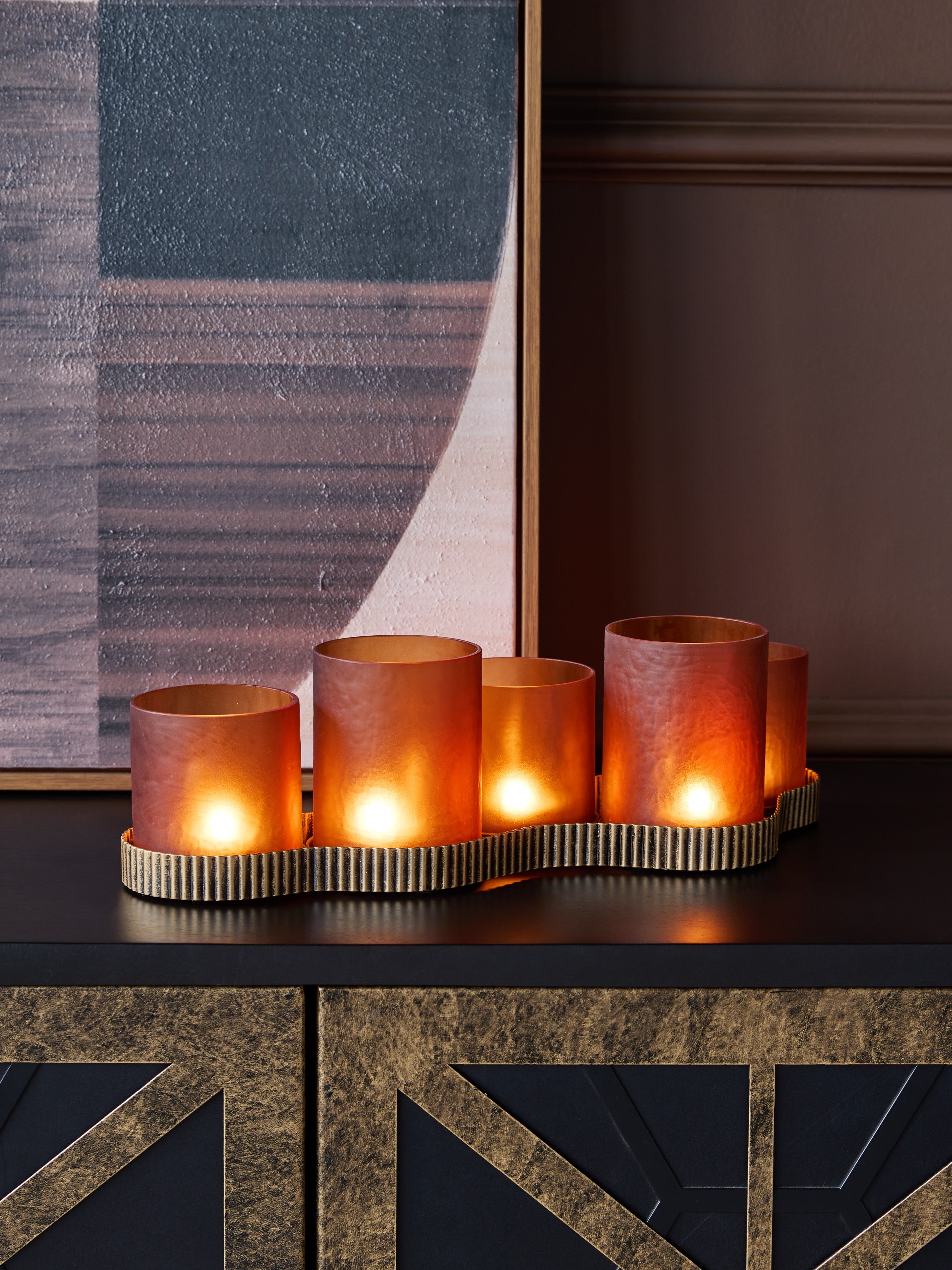 Belgravia Aged Gold 5 Light Candle Holder